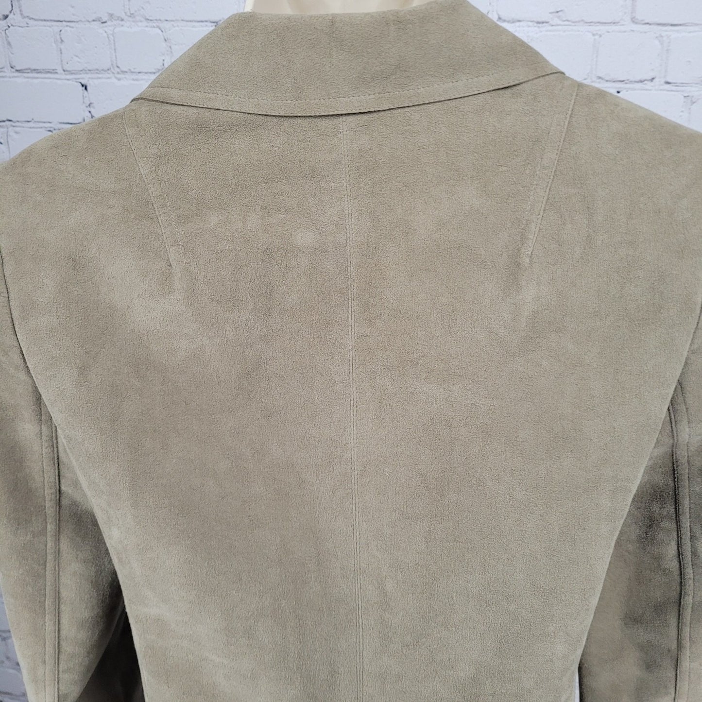 VTG Skinner Brown Ultra Suede Fabric Buttoned Lightweight Notch Jacket USA XS