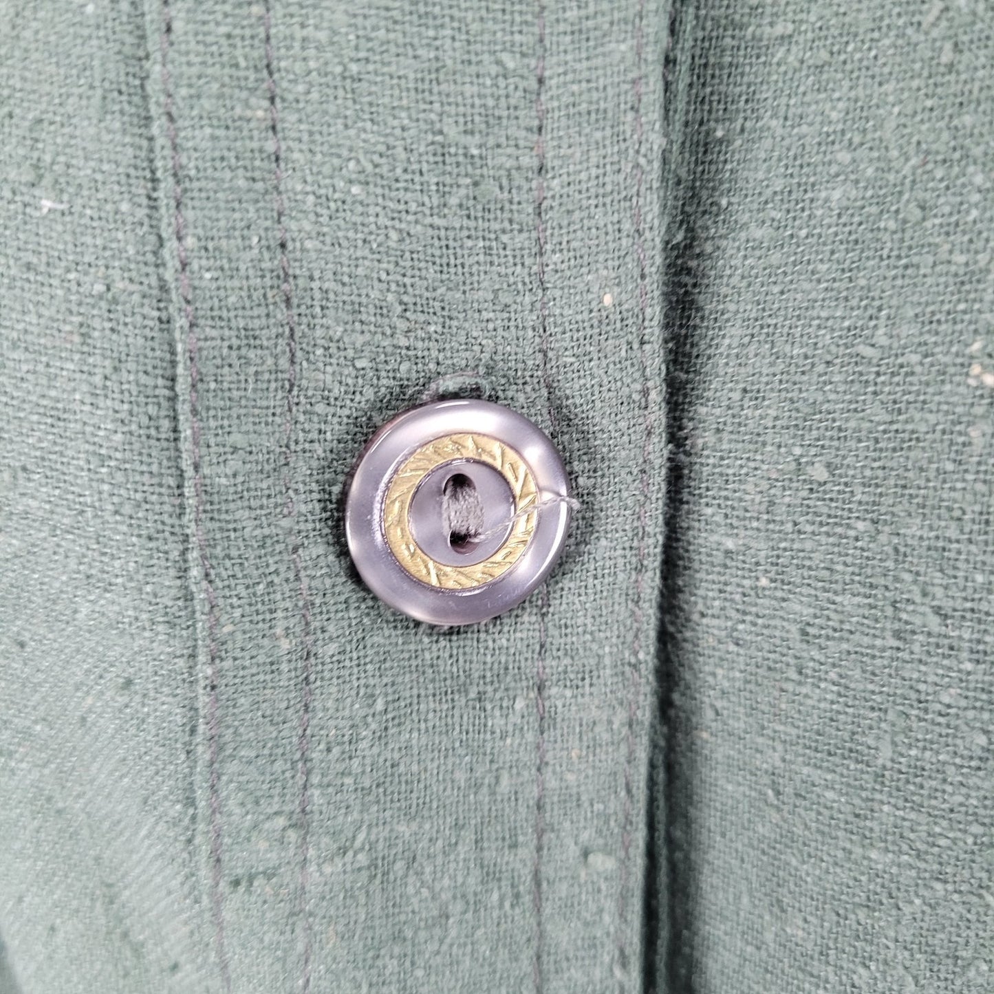 VTG C.A. Sport Green 100% Silk Lightweight Buttoned Lined Jacket Safari Large L