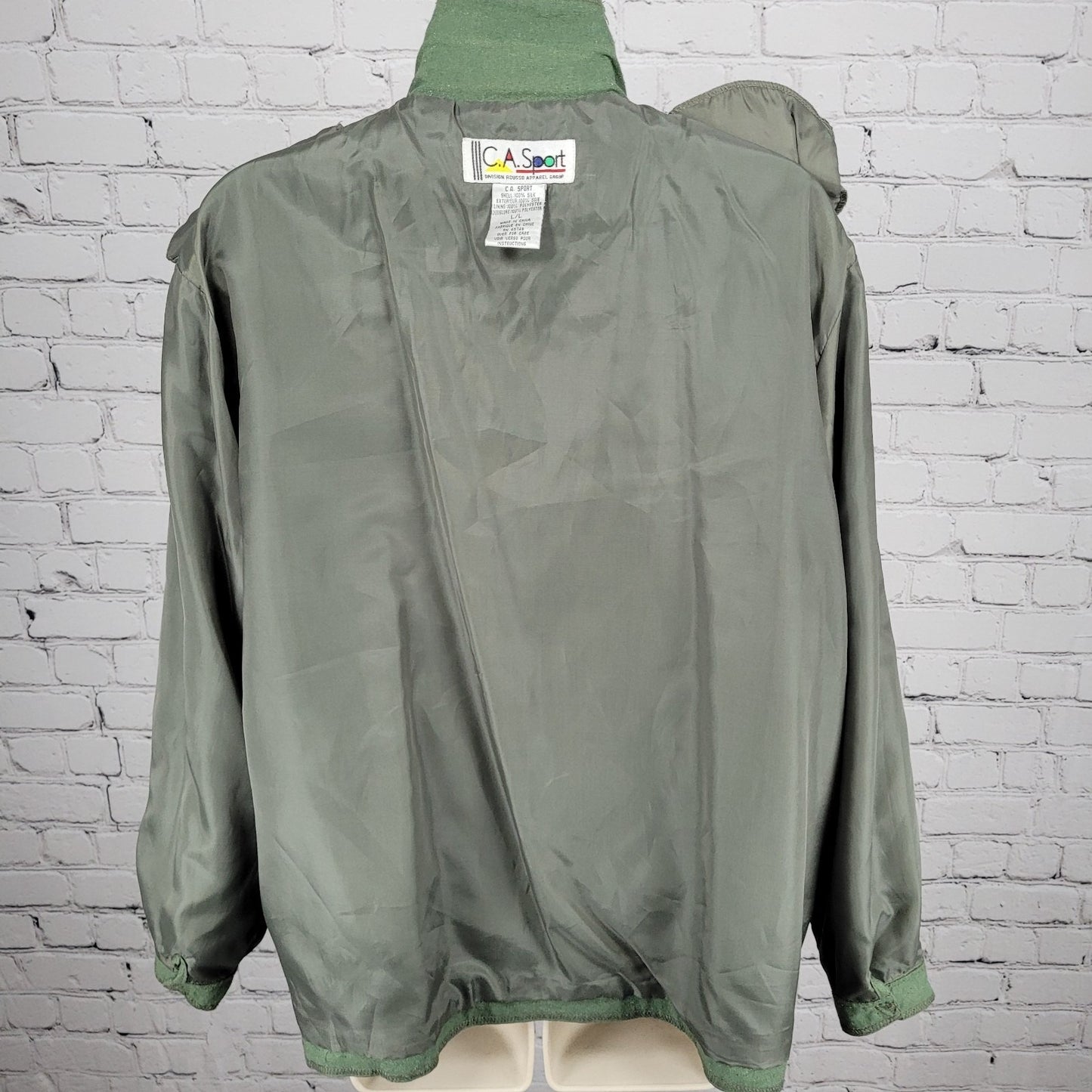 VTG C.A. Sport Green 100% Silk Lightweight Buttoned Lined Jacket Safari Large L
