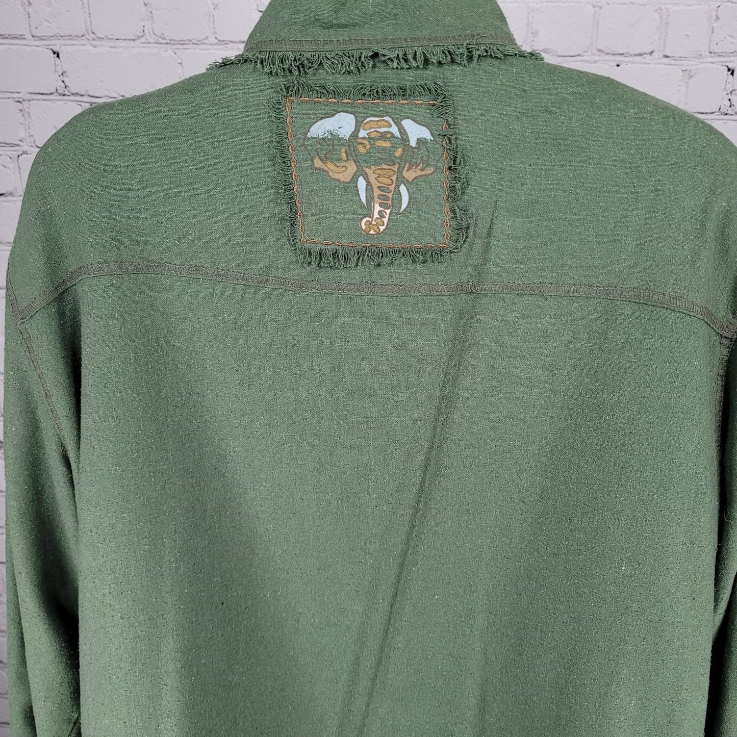 VTG C.A. Sport Green 100% Silk Lightweight Buttoned Lined Jacket Safari Large L