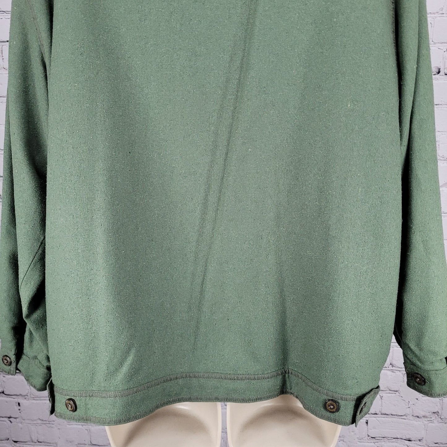 VTG C.A. Sport Green 100% Silk Lightweight Buttoned Lined Jacket Safari Large L