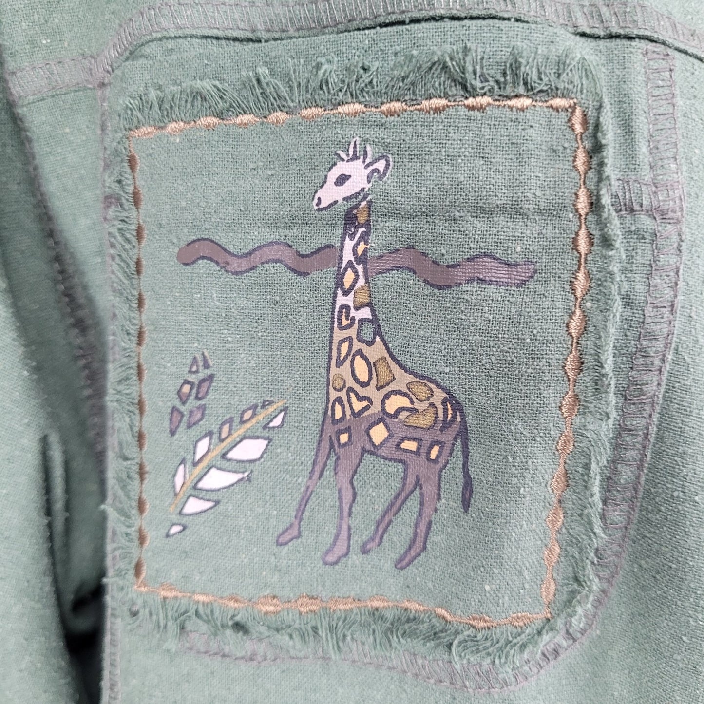 VTG C.A. Sport Green 100% Silk Lightweight Buttoned Lined Jacket Safari Large L