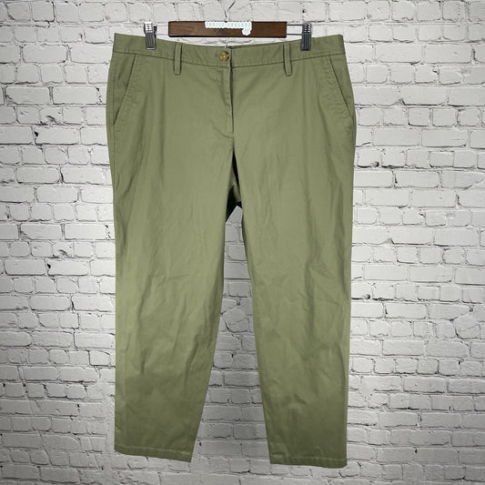 Talbots Green Cotton Relaxed Chino Mid Rise Stretch Tapered Pants Size 12P