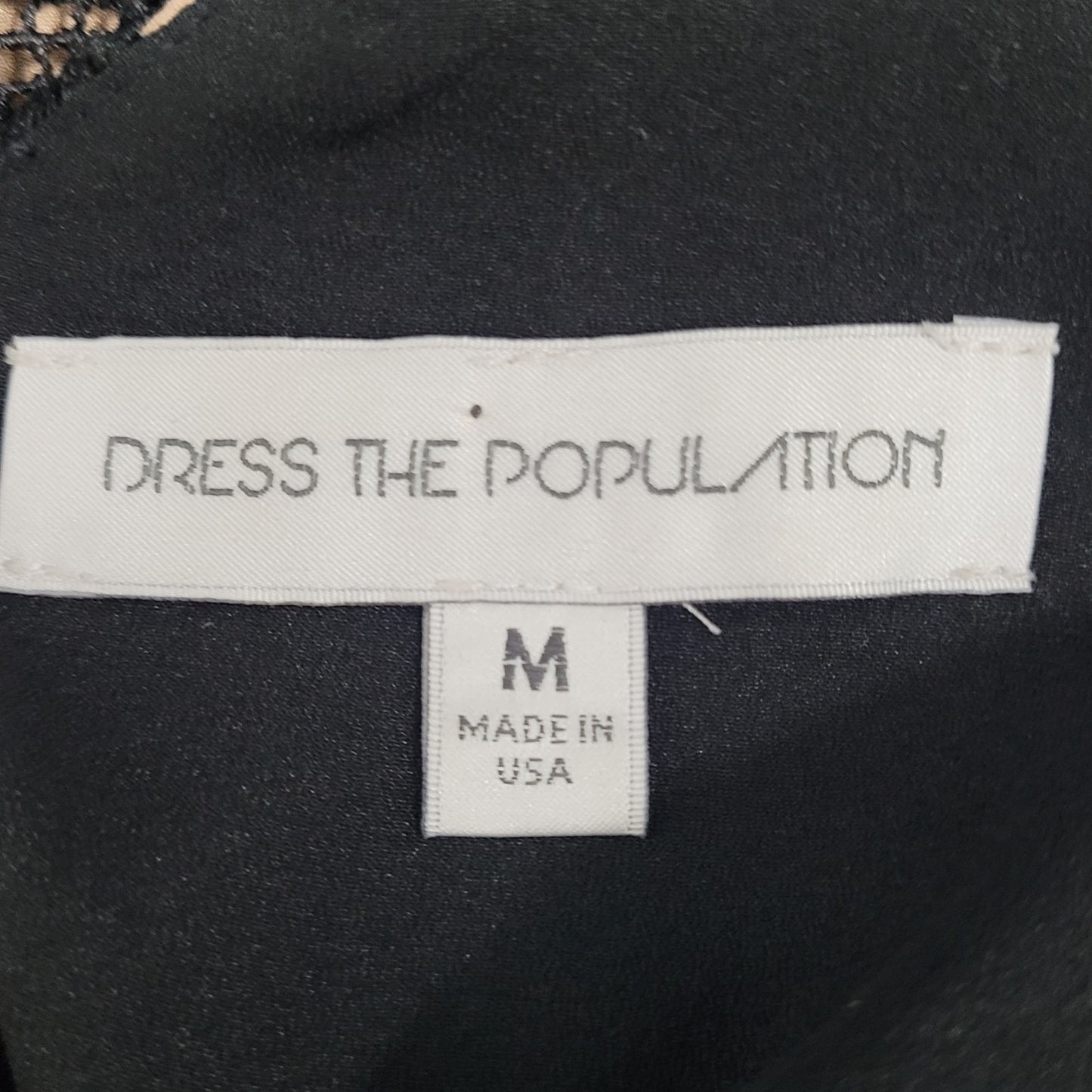 Dress The Population Black Crochet Lace Overly Strappy Plunge Dress USA Medium M