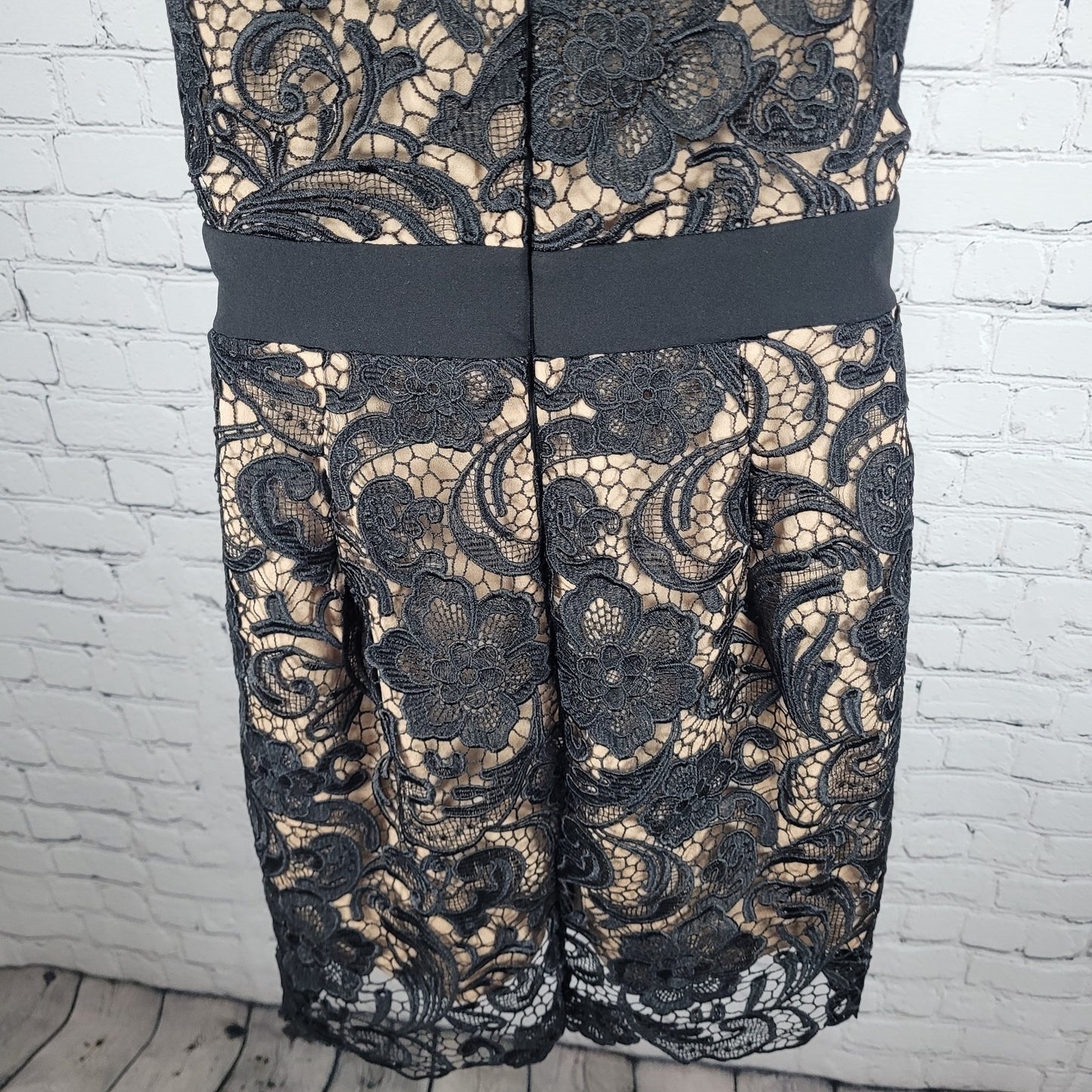 Dress The Population Black Crochet Lace Overly Strappy Plunge Dress USA Medium M