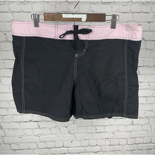 Tommy Bahama Black & Pink Drawstring Unlined Swim Trunks Board Shorts Size XL