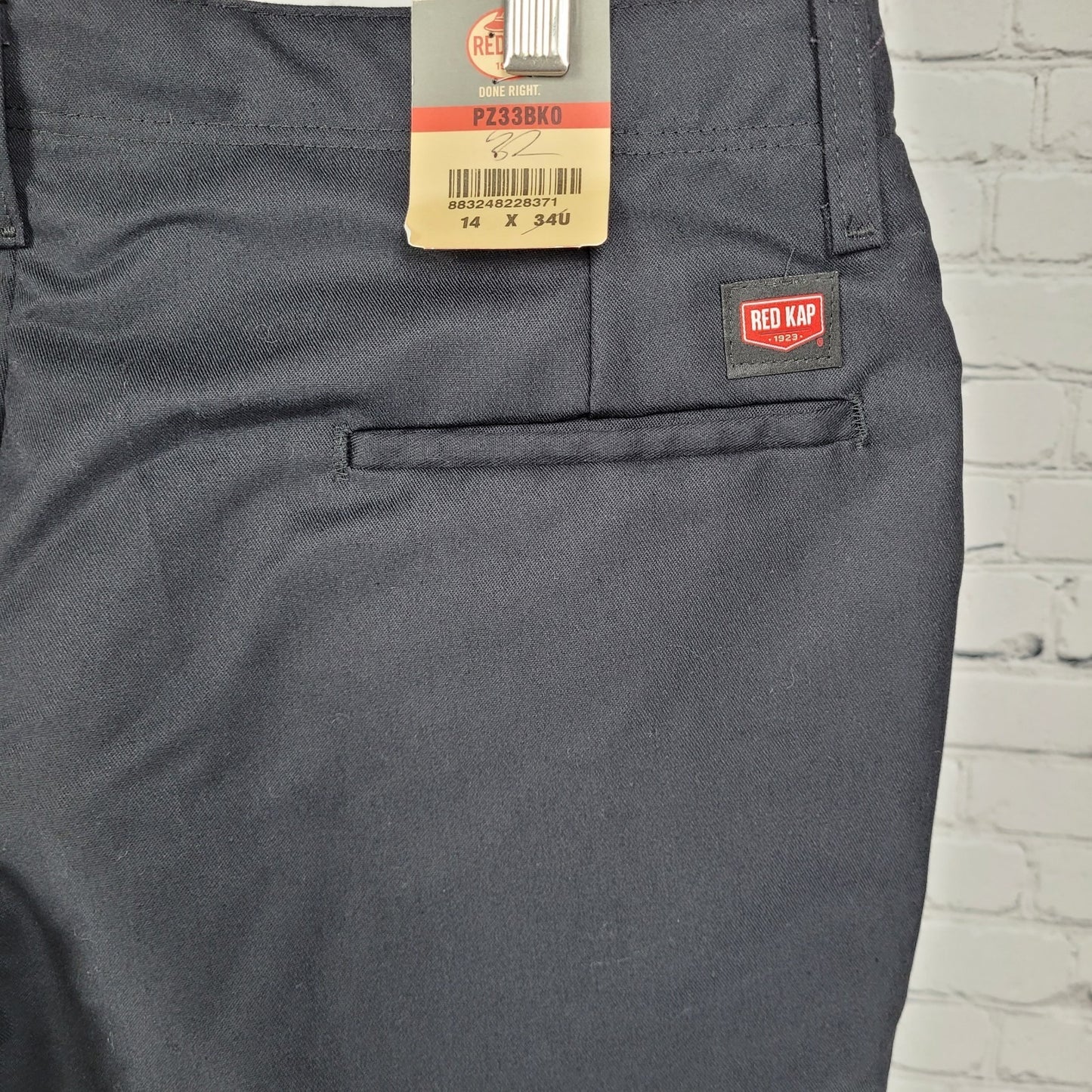 NWT Red Kap Black Twill Canvas Mid Rise Straight Workwear Pants Size 14 (34x31)
