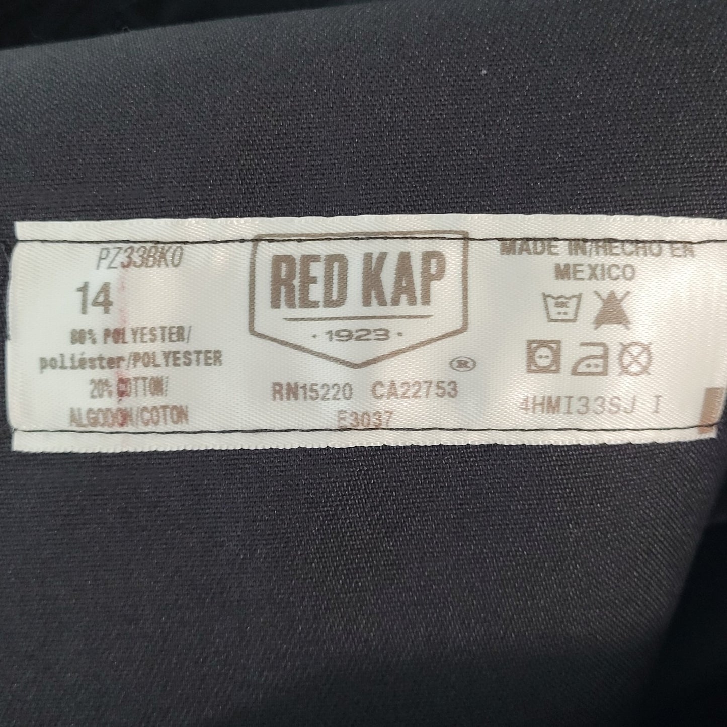 NWT Red Kap Black Twill Canvas Mid Rise Straight Workwear Pants Size 14 (34x31)