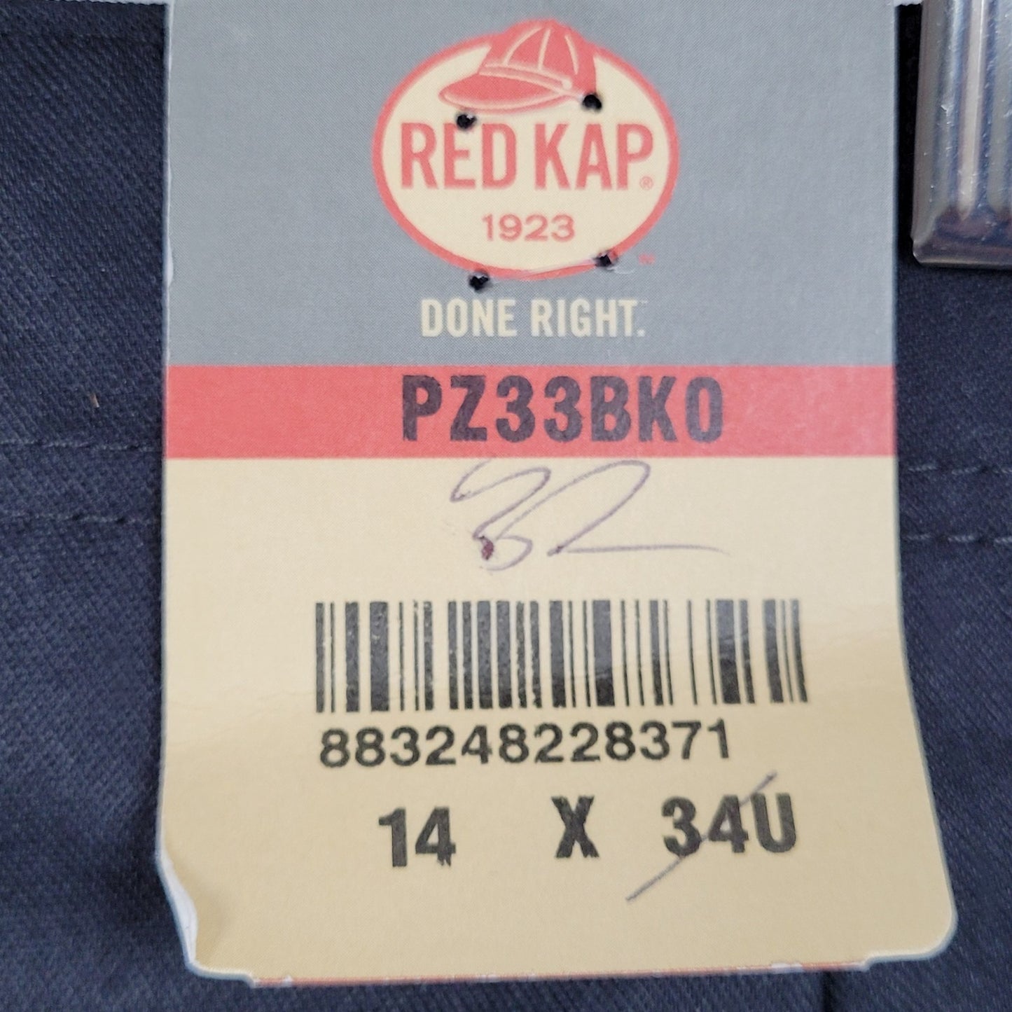 NWT Red Kap Black Twill Canvas Mid Rise Straight Workwear Pants Size 14 (34x31)