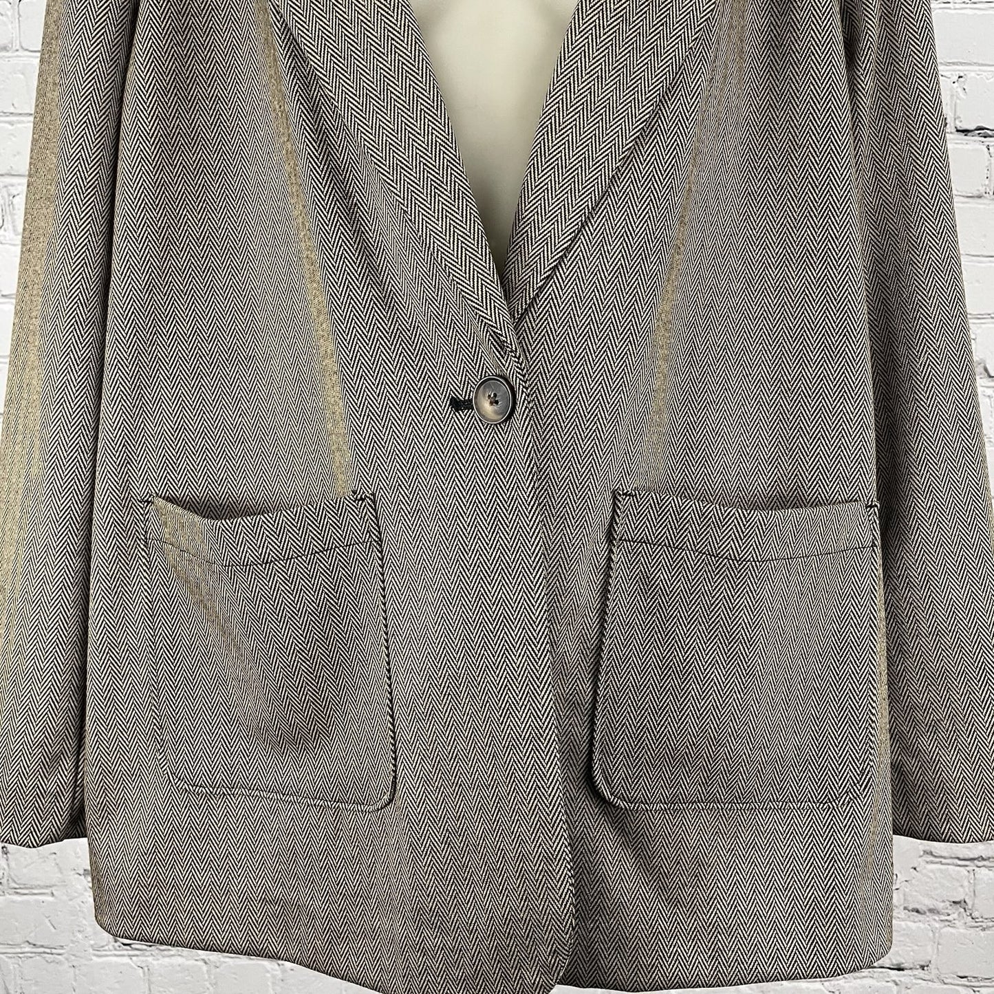 NWT Croft & Barrow Brown Herringbone 1 Button Vented Unlined Blazer Size PXL
