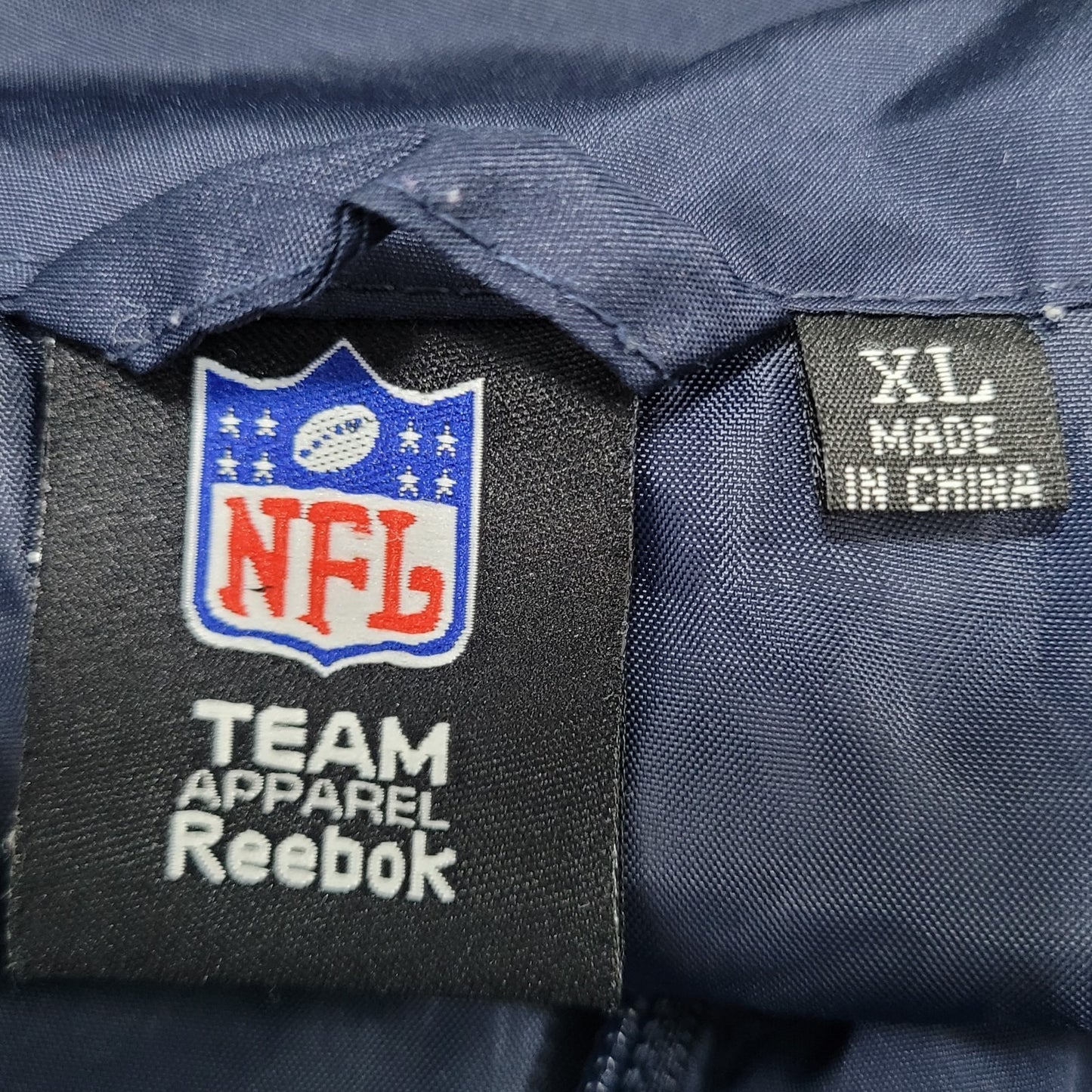 Reebok Team Apparel Navy NFL Cowboys Full Zip Pockets Windbreaker Jacket Size XL
