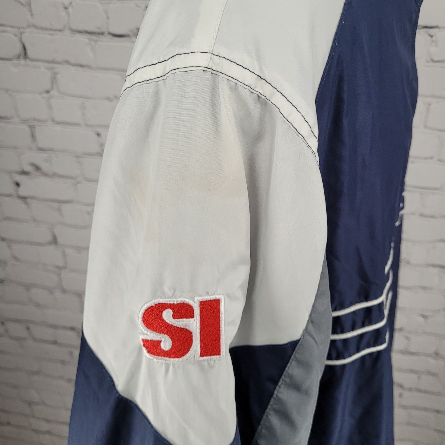 Reebok Team Apparel Navy NFL Cowboys Full Zip Pockets Windbreaker Jacket Size XL