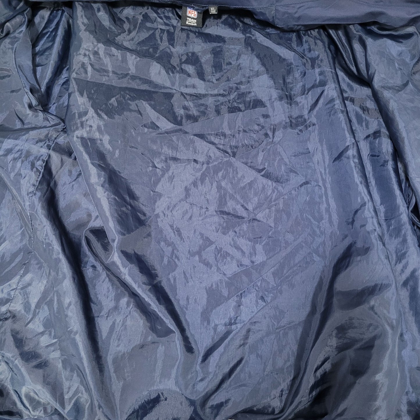 Reebok Team Apparel Navy NFL Cowboys Full Zip Pockets Windbreaker Jacket Size XL