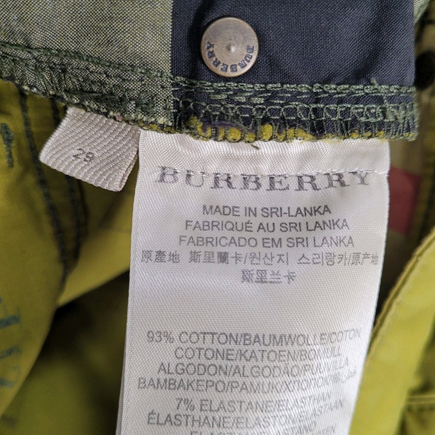 Burberry Brit Green Bayswater Skinny Zip Ankle Lightweight Jeans Size 29 (29x29)