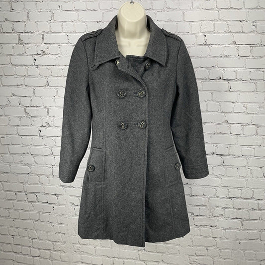 Tulle Anthropologie Grey Wool Blend Double Breasted Collar Pockets Size Medium M