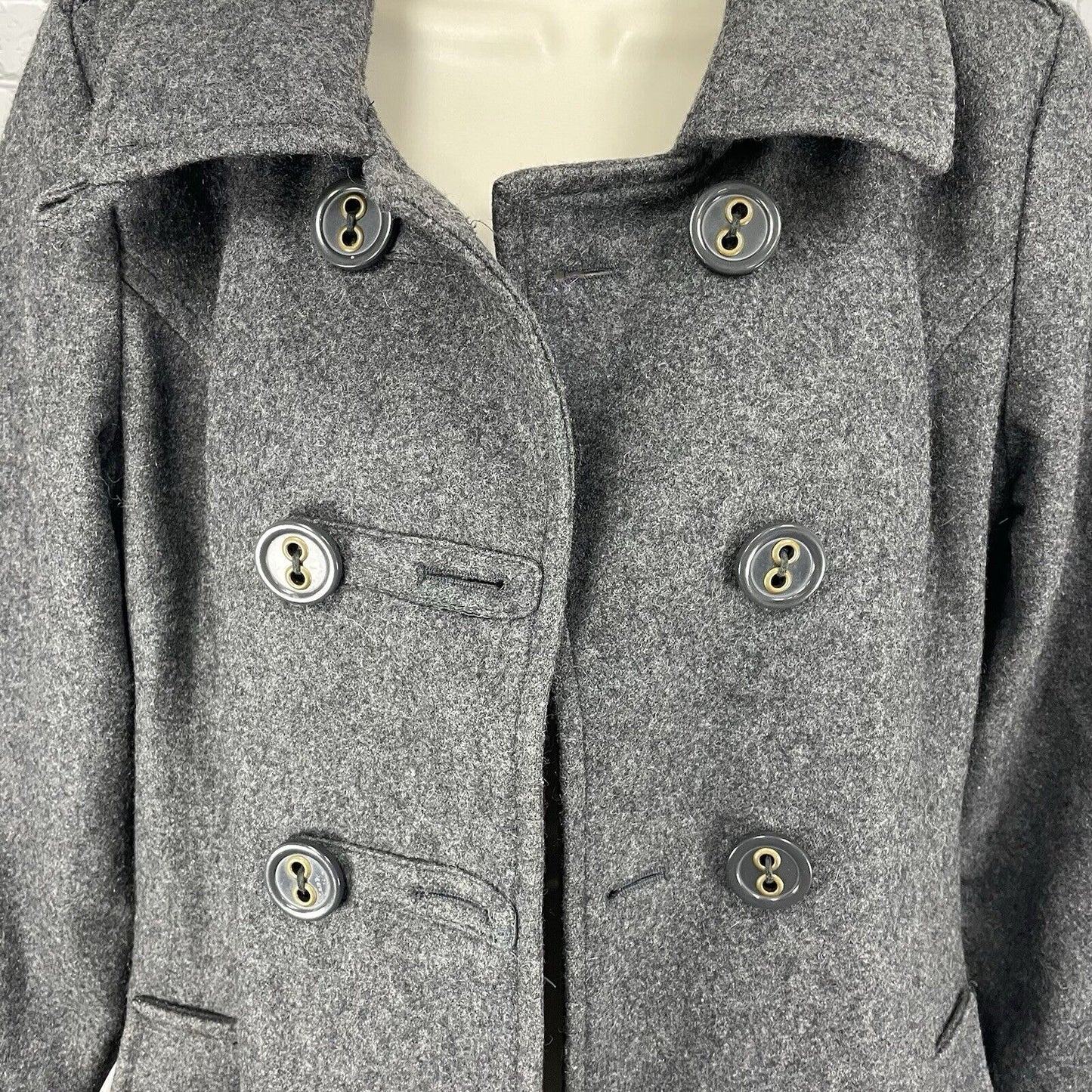 Tulle Anthropologie Grey Wool Blend Double Breasted Collar Pockets Size Medium M
