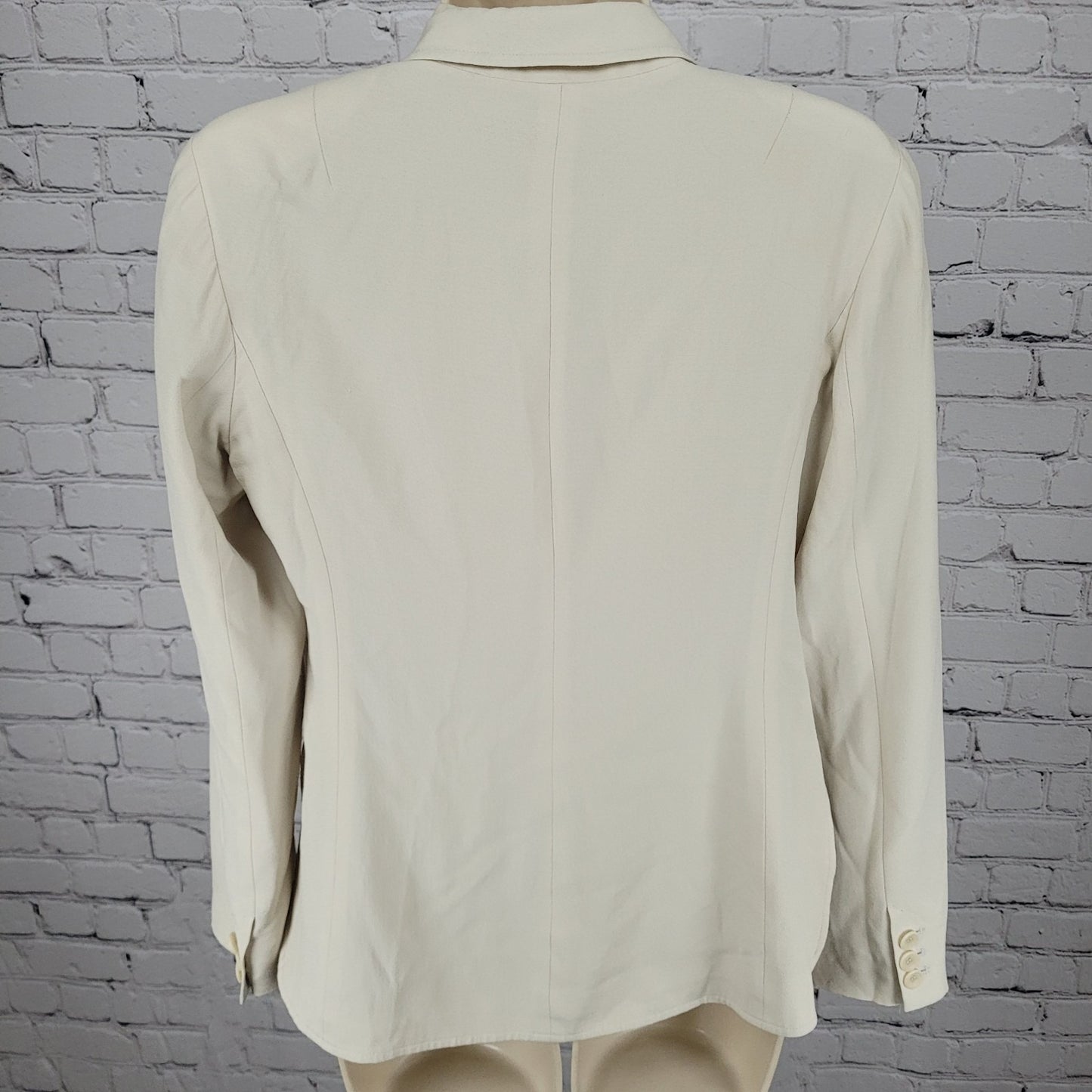 Eileen Fisher Beige 100% Silk Lightweight Notch Blazer Suit Jacket Size PP