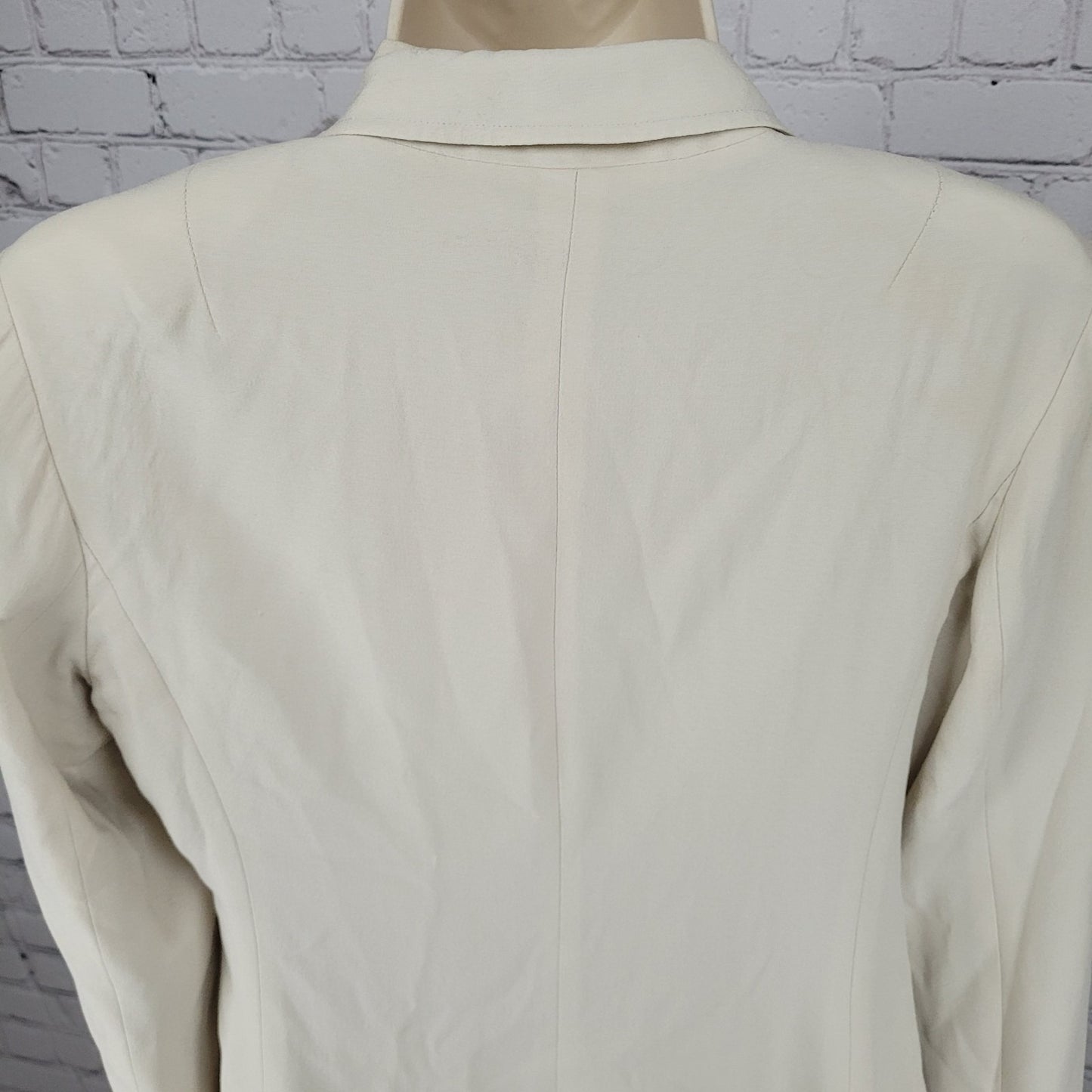 Eileen Fisher Beige 100% Silk Lightweight Notch Blazer Suit Jacket Size PP