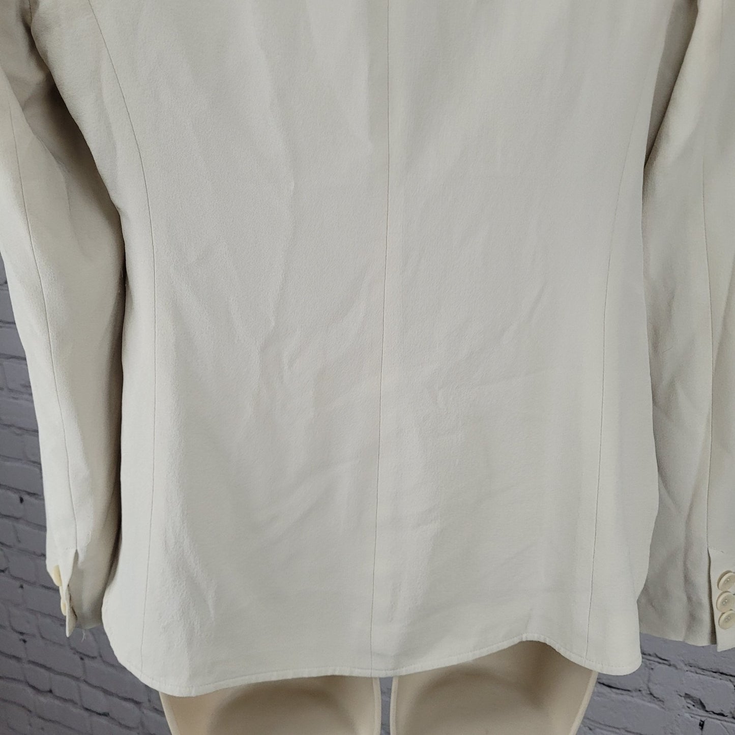 Eileen Fisher Beige 100% Silk Lightweight Notch Blazer Suit Jacket Size PP