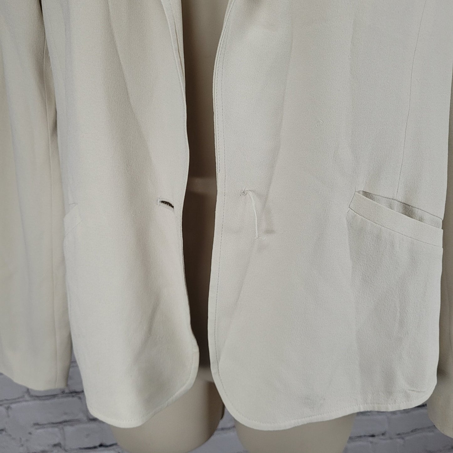 Eileen Fisher Beige 100% Silk Lightweight Notch Blazer Suit Jacket Size PP