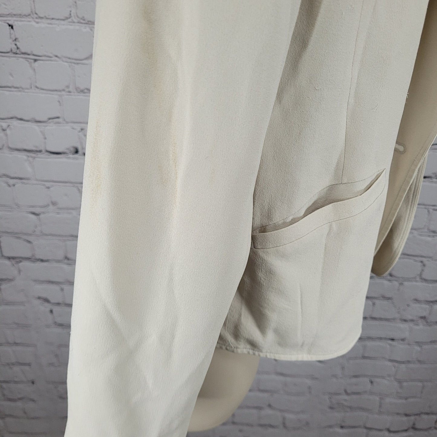 Eileen Fisher Beige 100% Silk Lightweight Notch Blazer Suit Jacket Size PP