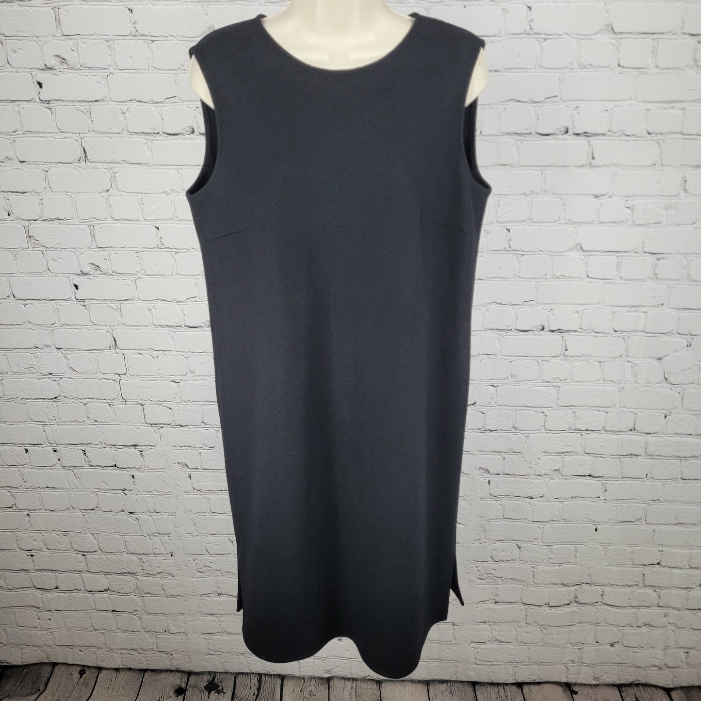 Rebecca Moses Black Sleeveless Shift Midi Dress Italy Made Size Medium M