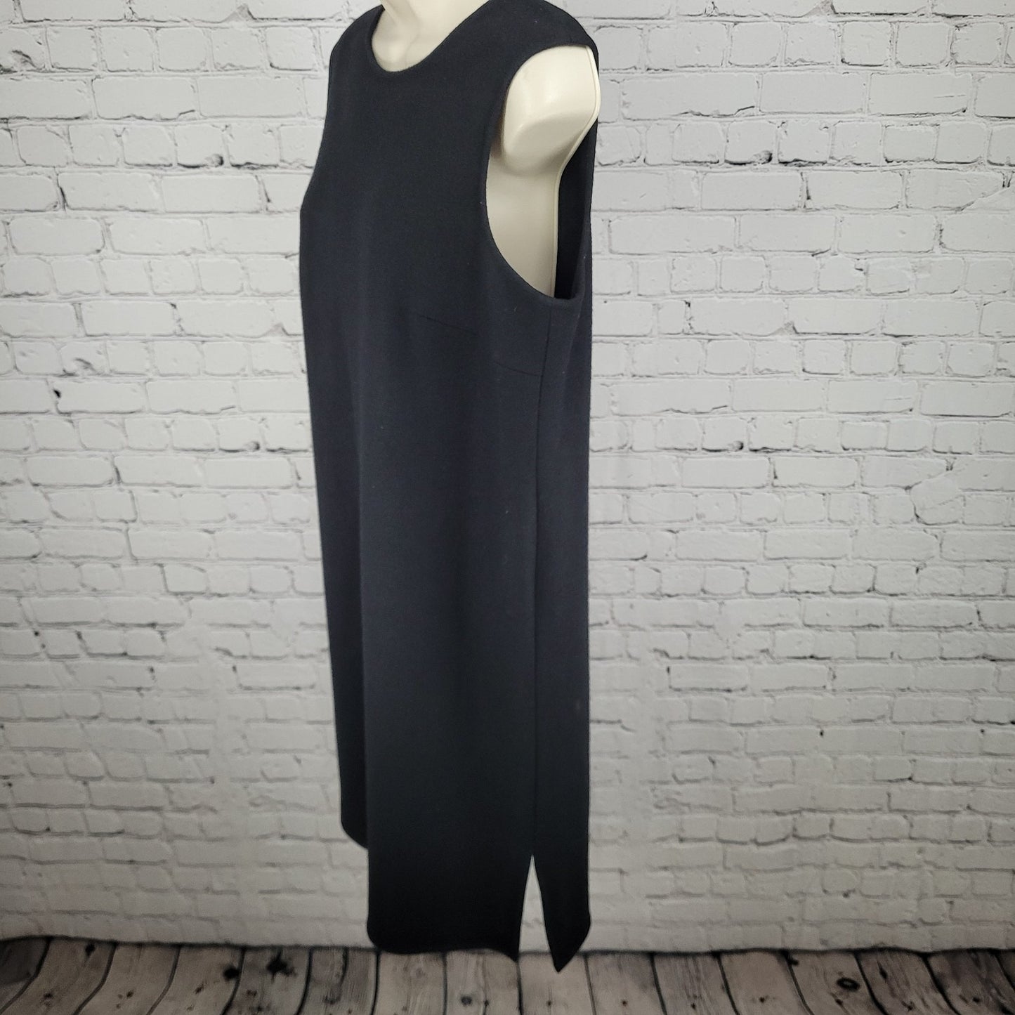 Rebecca Moses Black Sleeveless Shift Midi Dress Italy Made Size Medium M