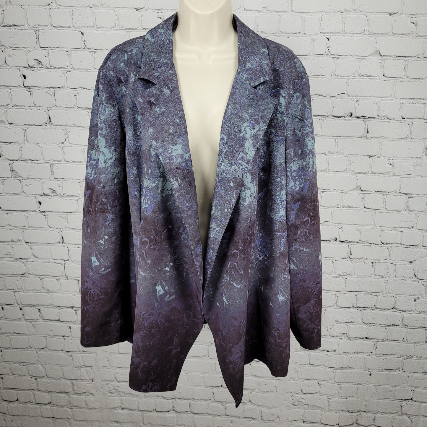 Coldwater Creek Blue & Purple Lightweight Open Notch Blazer Jacket Size 20