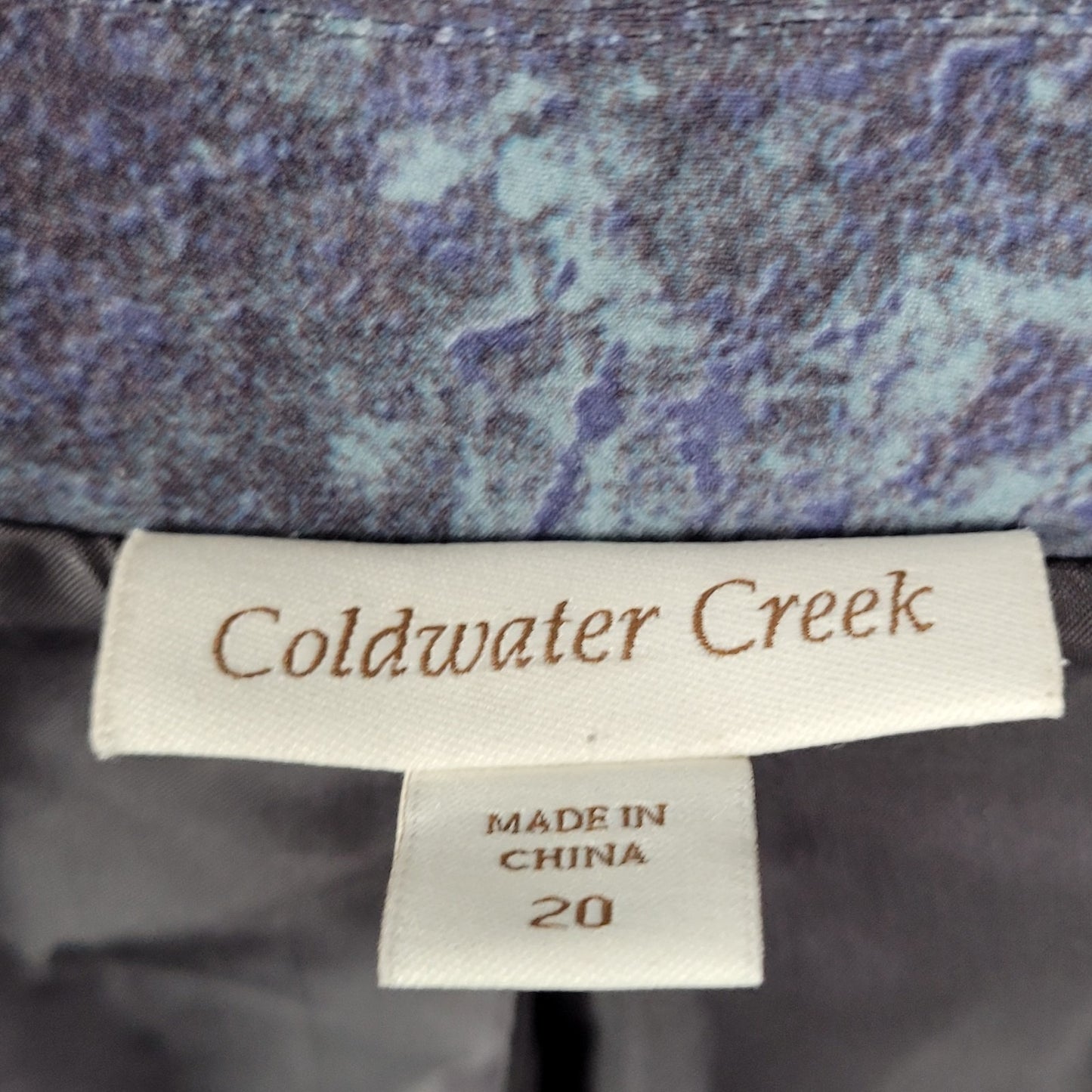 Coldwater Creek Blue & Purple Lightweight Open Notch Blazer Jacket Size 20