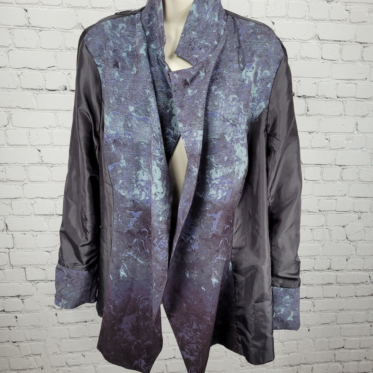Coldwater Creek Blue & Purple Lightweight Open Notch Blazer Jacket Size 20