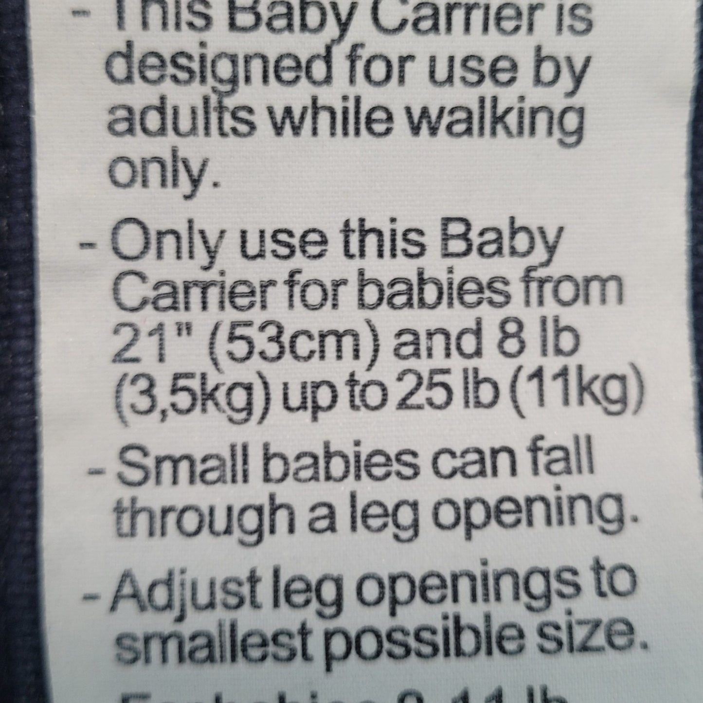 Baby Bjorn Navy Blue Baby Carrier Padded Buckle Size Adjustable Infant 8-25lbs