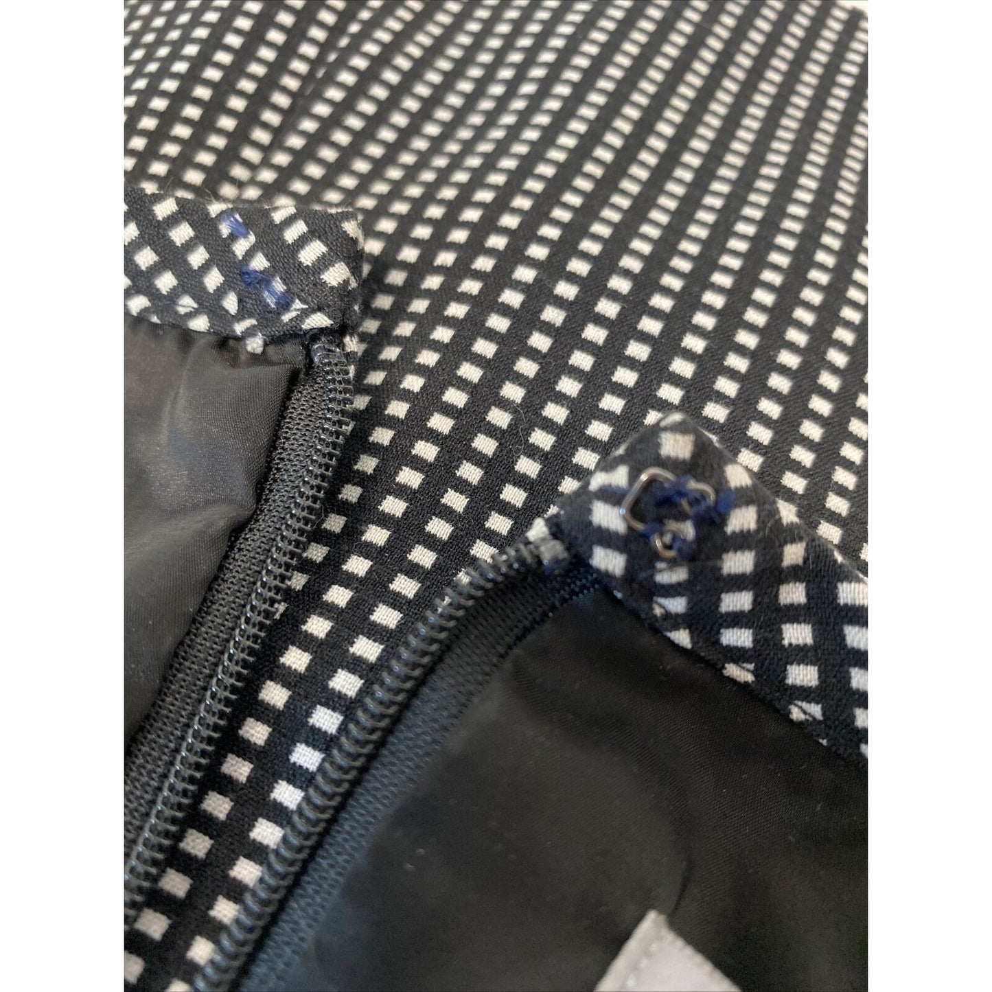 Classiques Entier Black and White Checkered Belted A-Line Dress Pockets Size 12