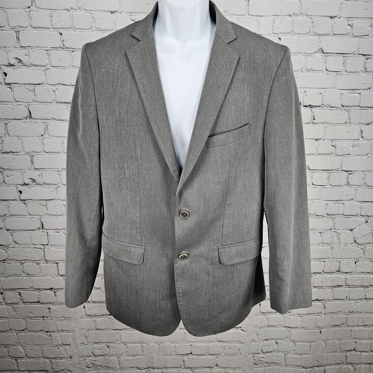 Zara Man Basic Grey 2 Button Single Vented Notch Suit Blazer Sport Coat 42
