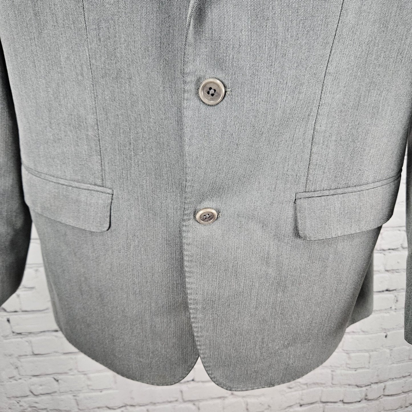 Zara Man Basic Grey 2 Button Single Vented Notch Suit Blazer Sport Coat 42