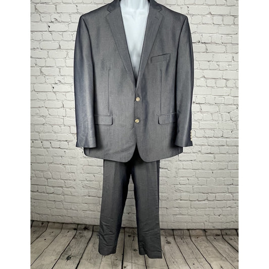 Ralph Lauren Blue Sheen 2 Button Blazer Tapered Pant Suit Set Size 48R (44x30)