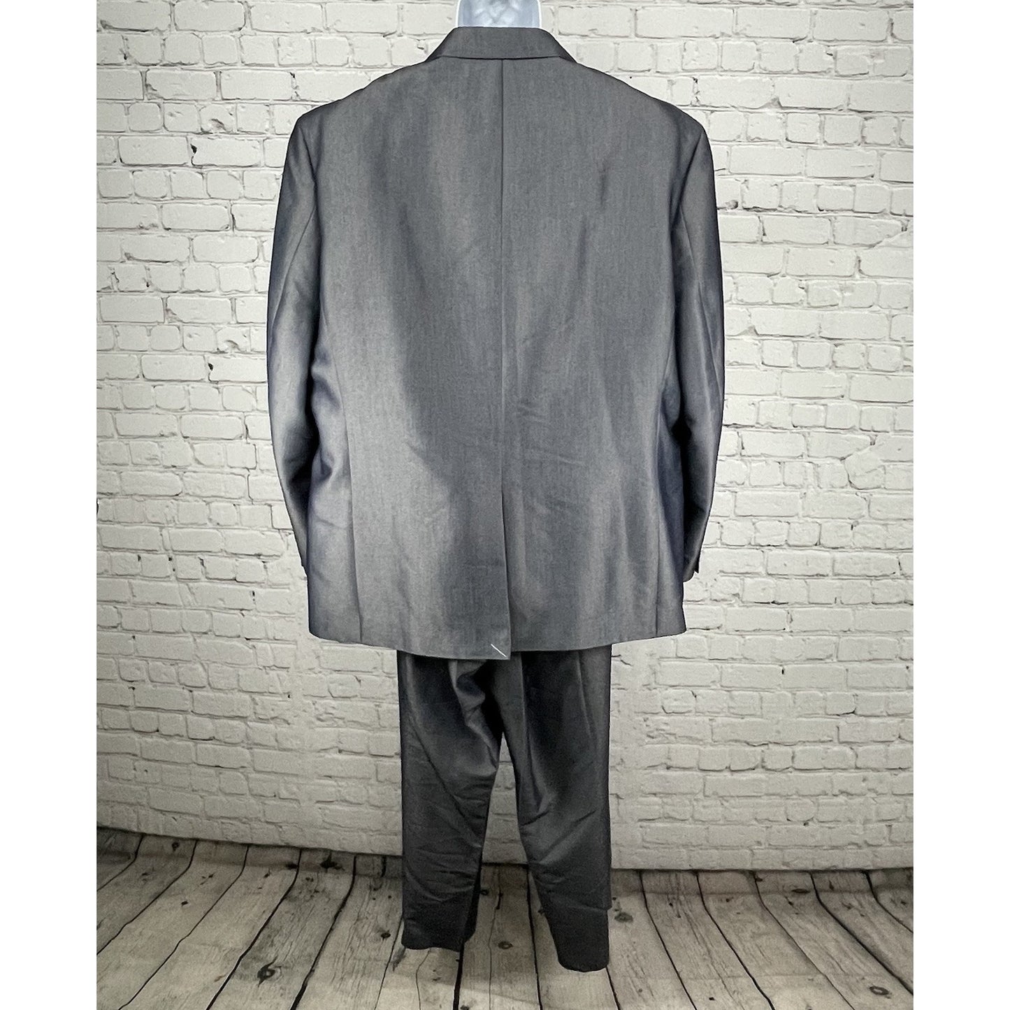 Ralph Lauren Blue Sheen 2 Button Blazer Tapered Pant Suit Set Size 48R (44x30)