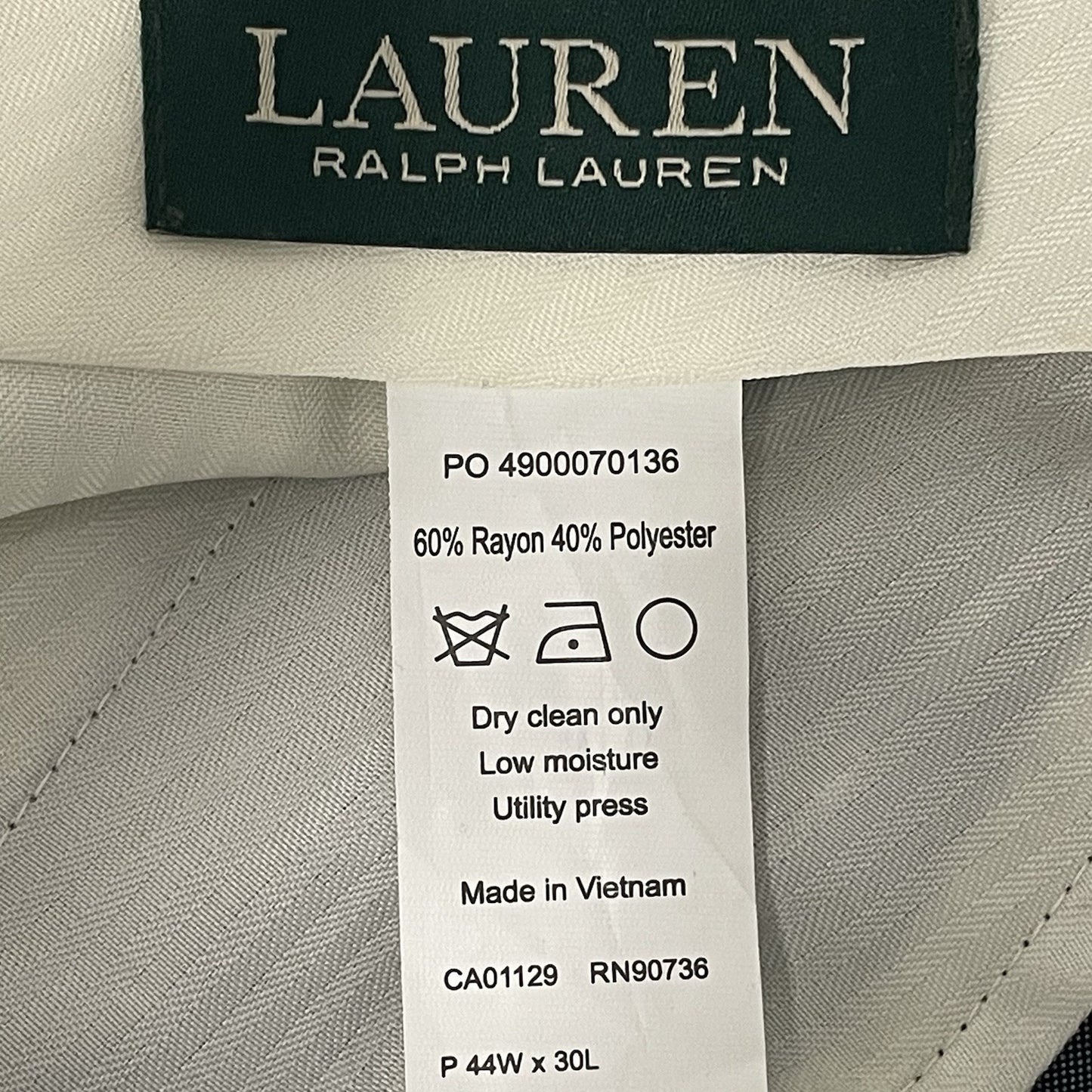 Ralph Lauren Blue Sheen 2 Button Blazer Tapered Pant Suit Set Size 48R (44x30)