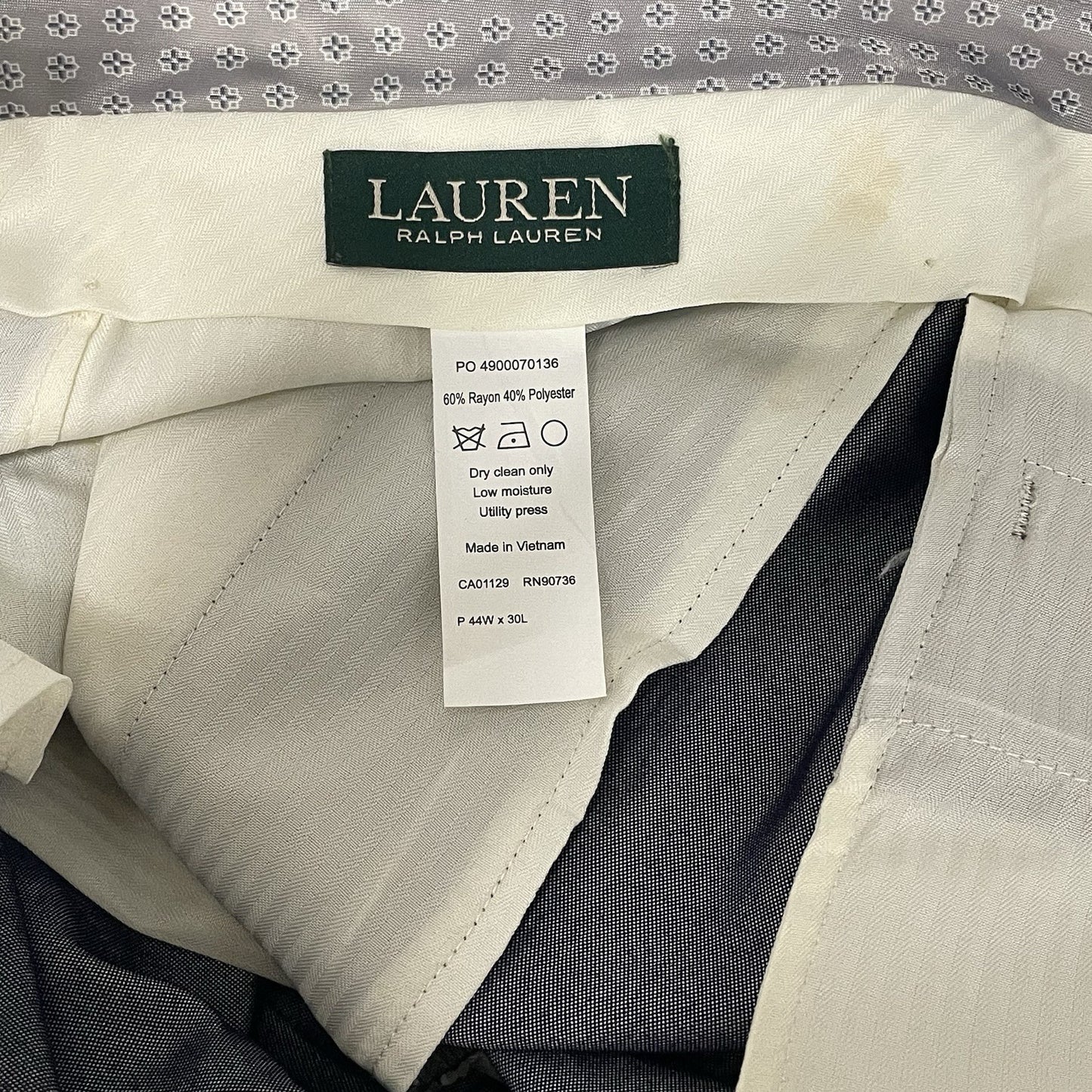 Ralph Lauren Blue Sheen 2 Button Blazer Tapered Pant Suit Set Size 48R (44x30)