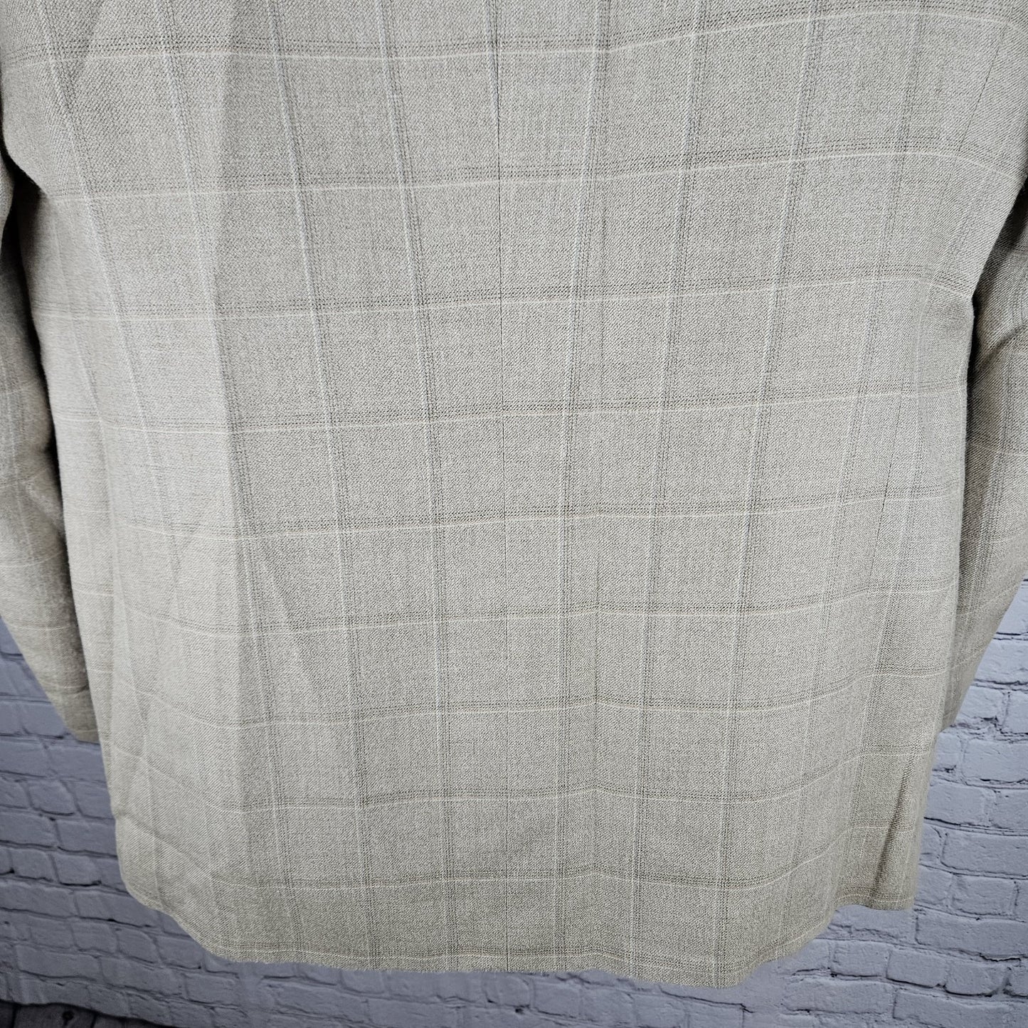 Stafford Beige Silk Wool Executive 3 Button Ventless Notch Blazer Sport Coat 42R