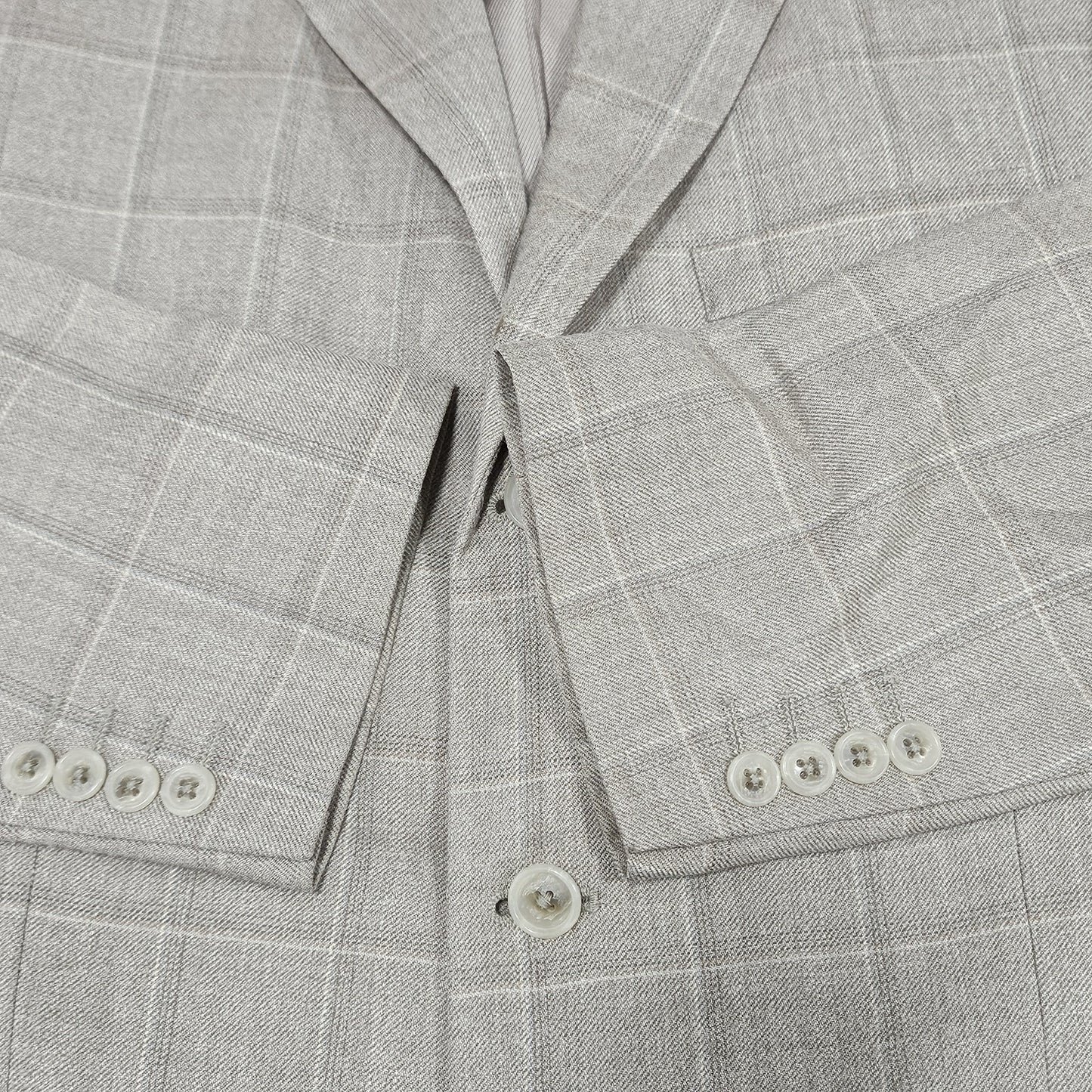 Stafford Beige Silk Wool Executive 3 Button Ventless Notch Blazer Sport Coat 42R