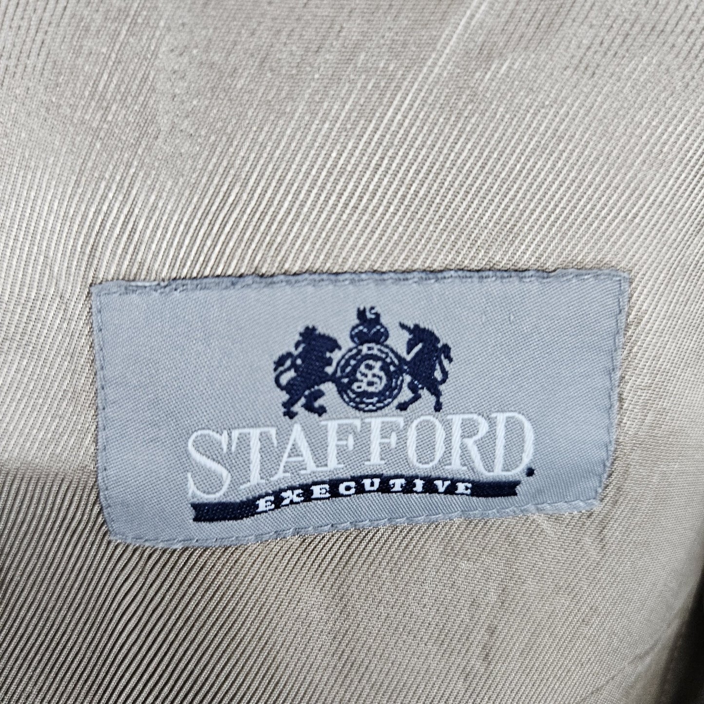 Stafford Beige Silk Wool Executive 3 Button Ventless Notch Blazer Sport Coat 42R