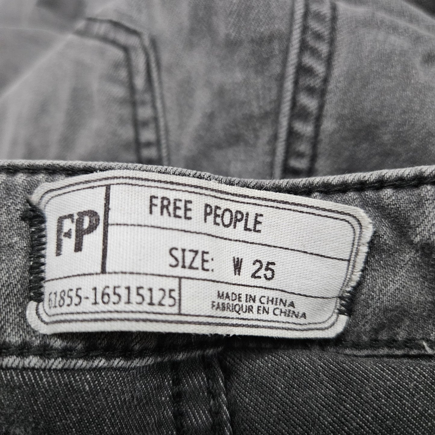 Free People Grey Mid Rise Raw Hem Super Flare Stretch Jeans 25 (24x33)