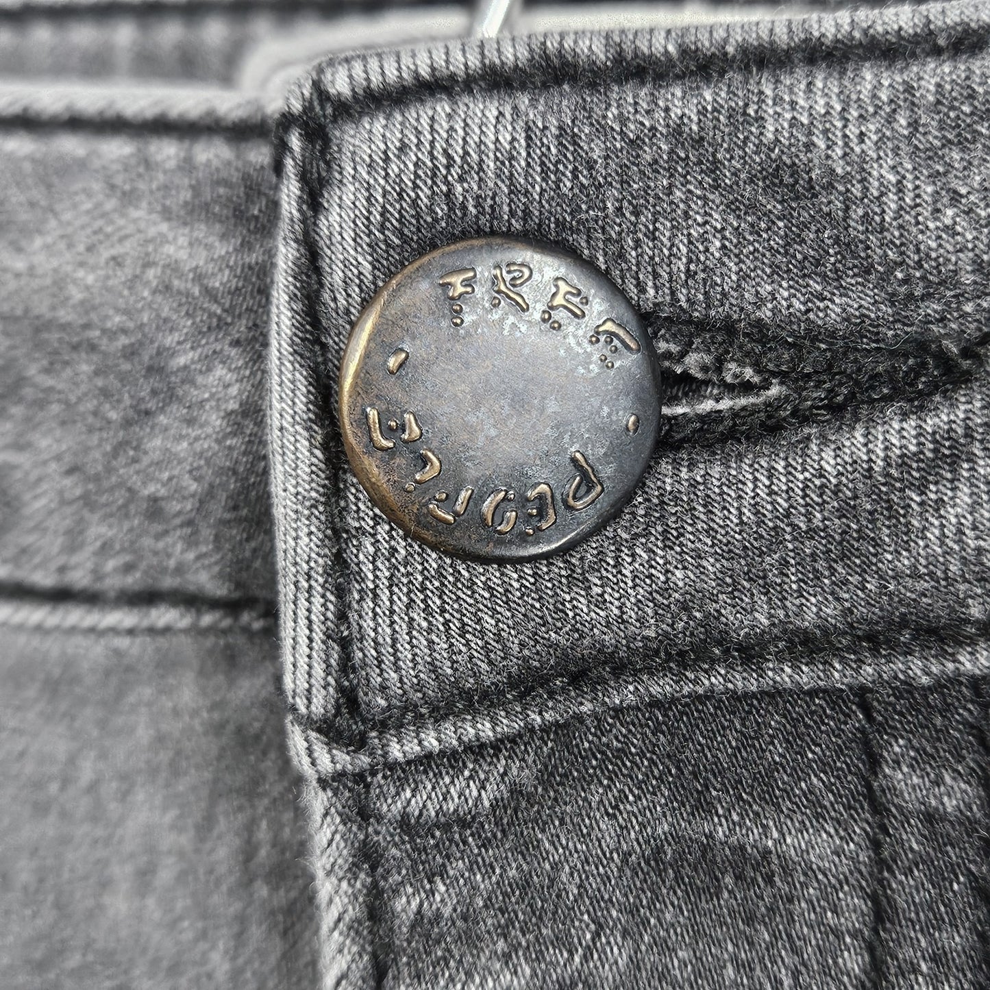 Free People Grey Mid Rise Raw Hem Super Flare Stretch Jeans 25 (24x33)