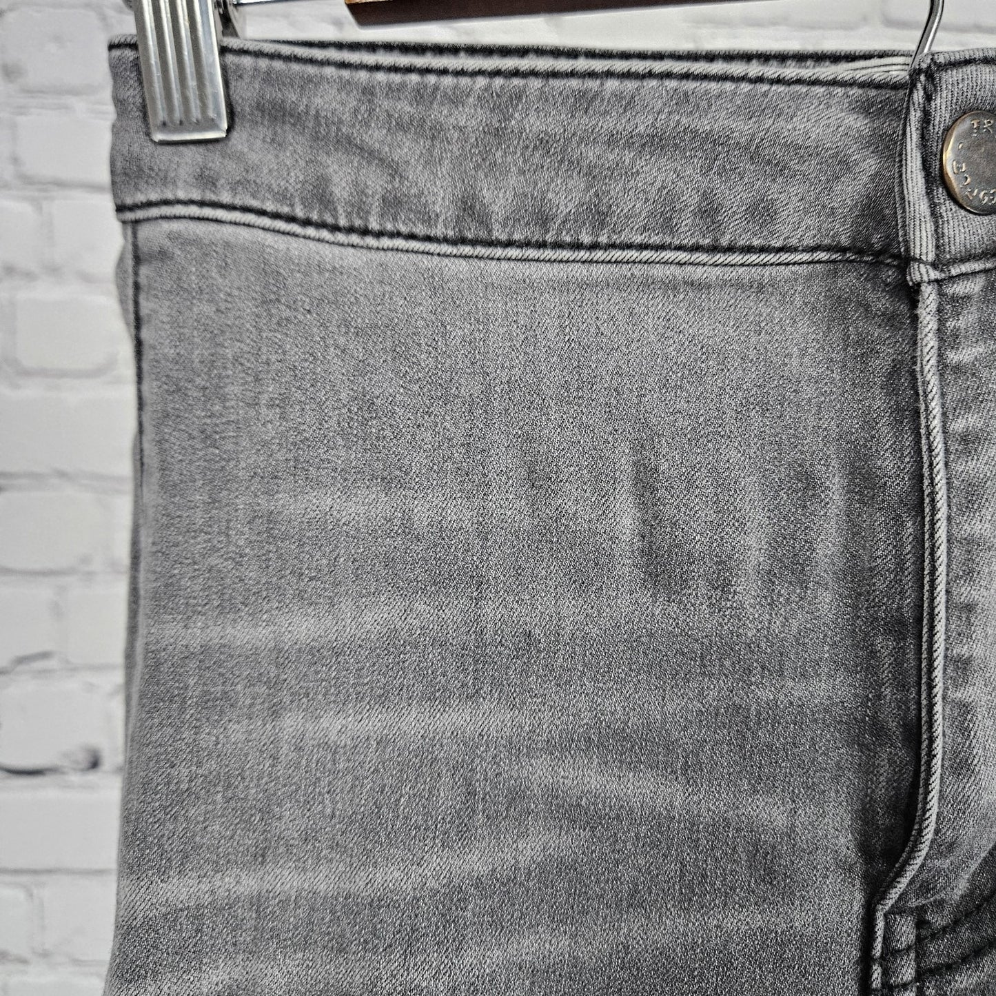 Free People Grey Mid Rise Raw Hem Super Flare Stretch Jeans 25 (24x33)