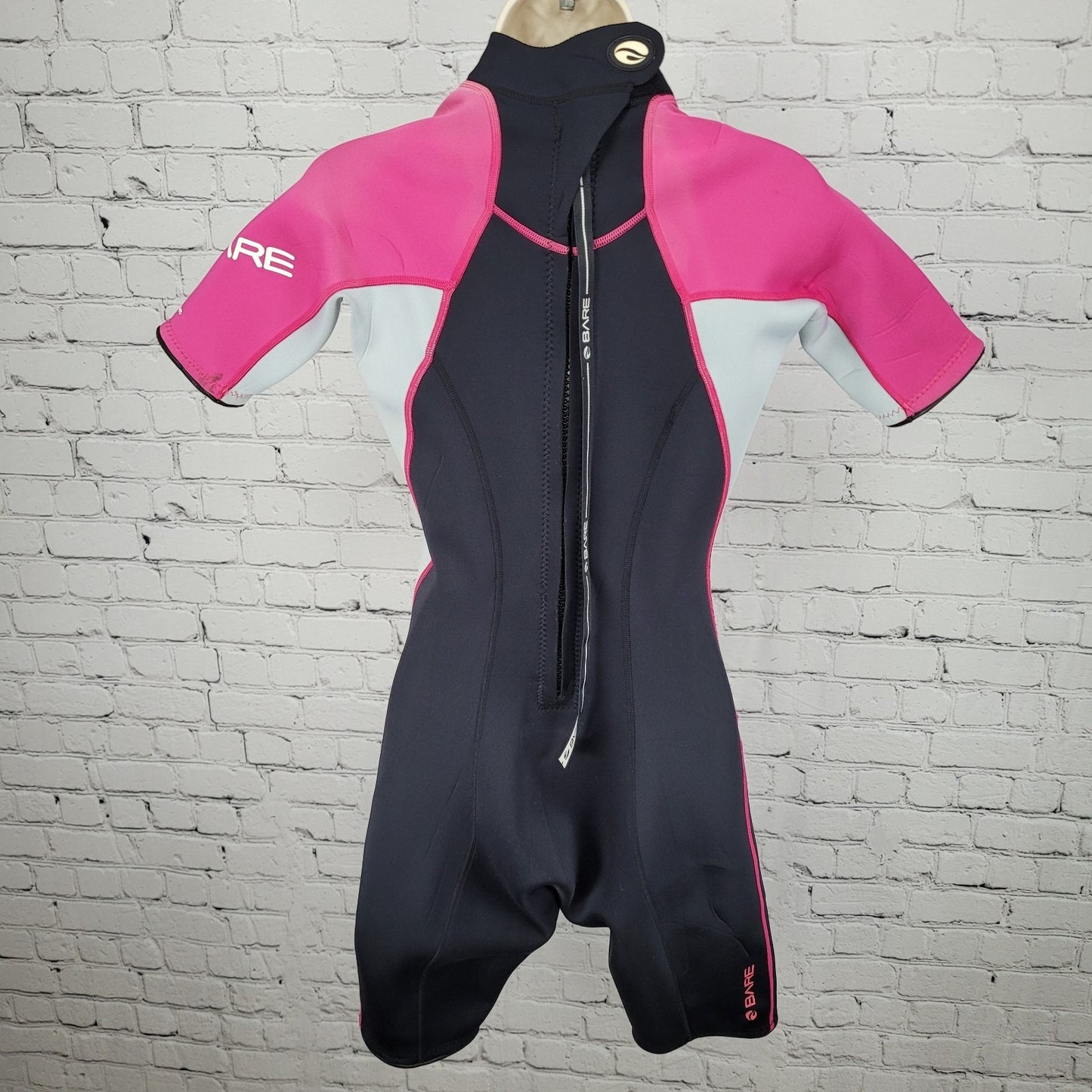 Bare Black Pink 2mm Nixie Springsuit Shorty Wetsuit Swim Short Sleeve Size 2