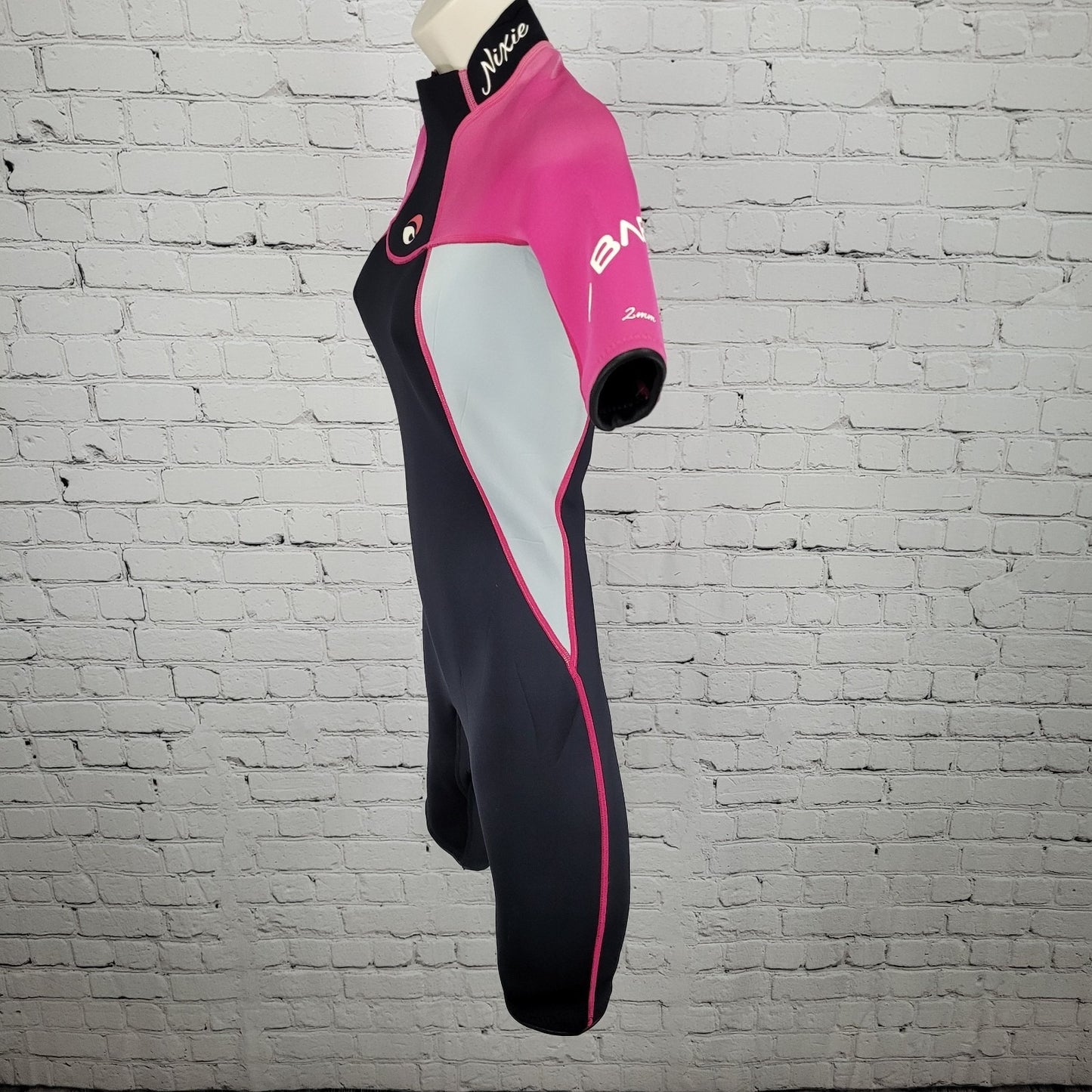 Bare Black Pink 2mm Nixie Springsuit Shorty Wetsuit Swim Short Sleeve Size 2