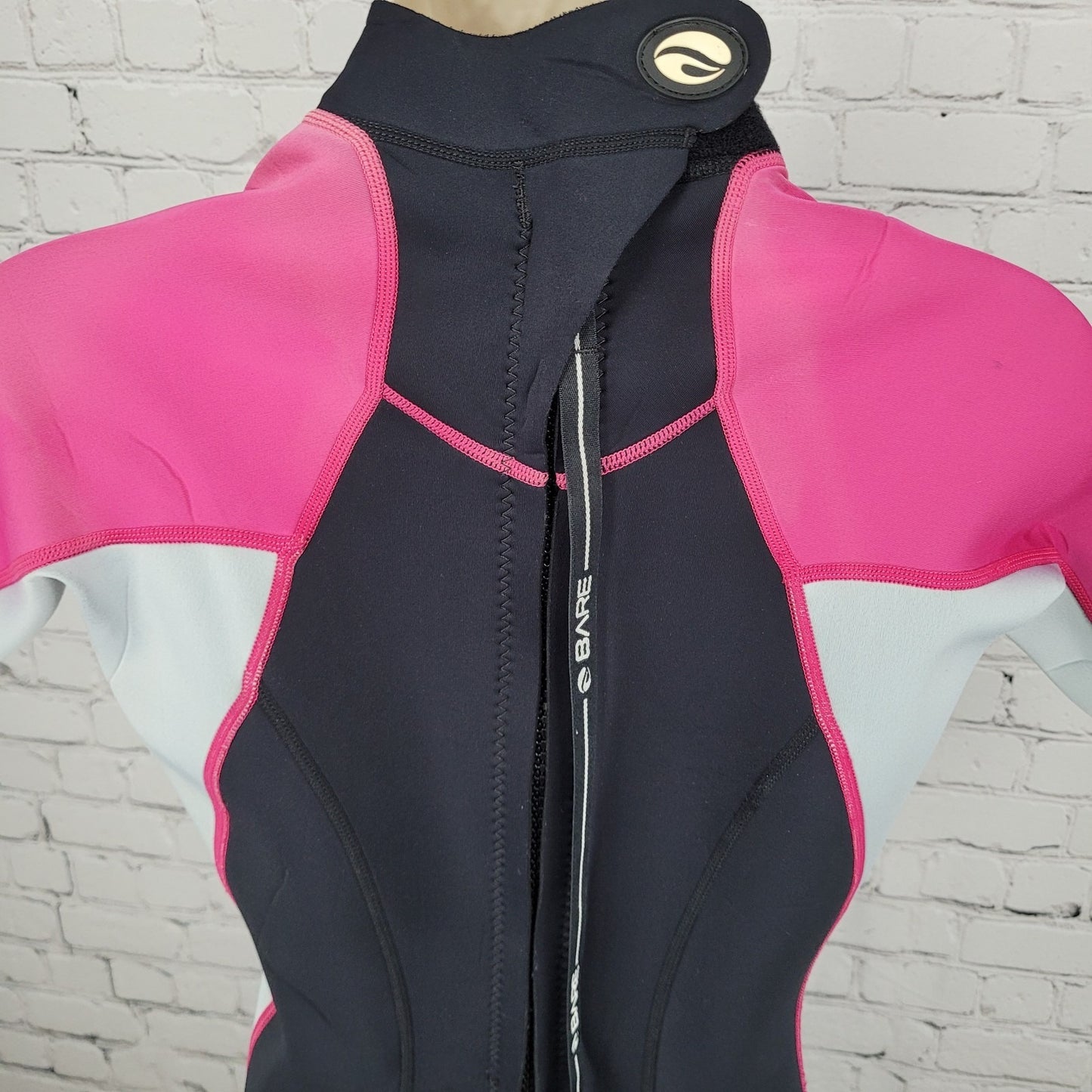 Bare Black Pink 2mm Nixie Springsuit Shorty Wetsuit Swim Short Sleeve Size 2