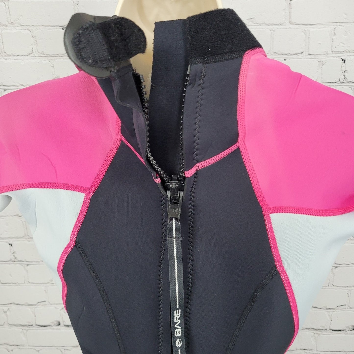 Bare Black Pink 2mm Nixie Springsuit Shorty Wetsuit Swim Short Sleeve Size 2