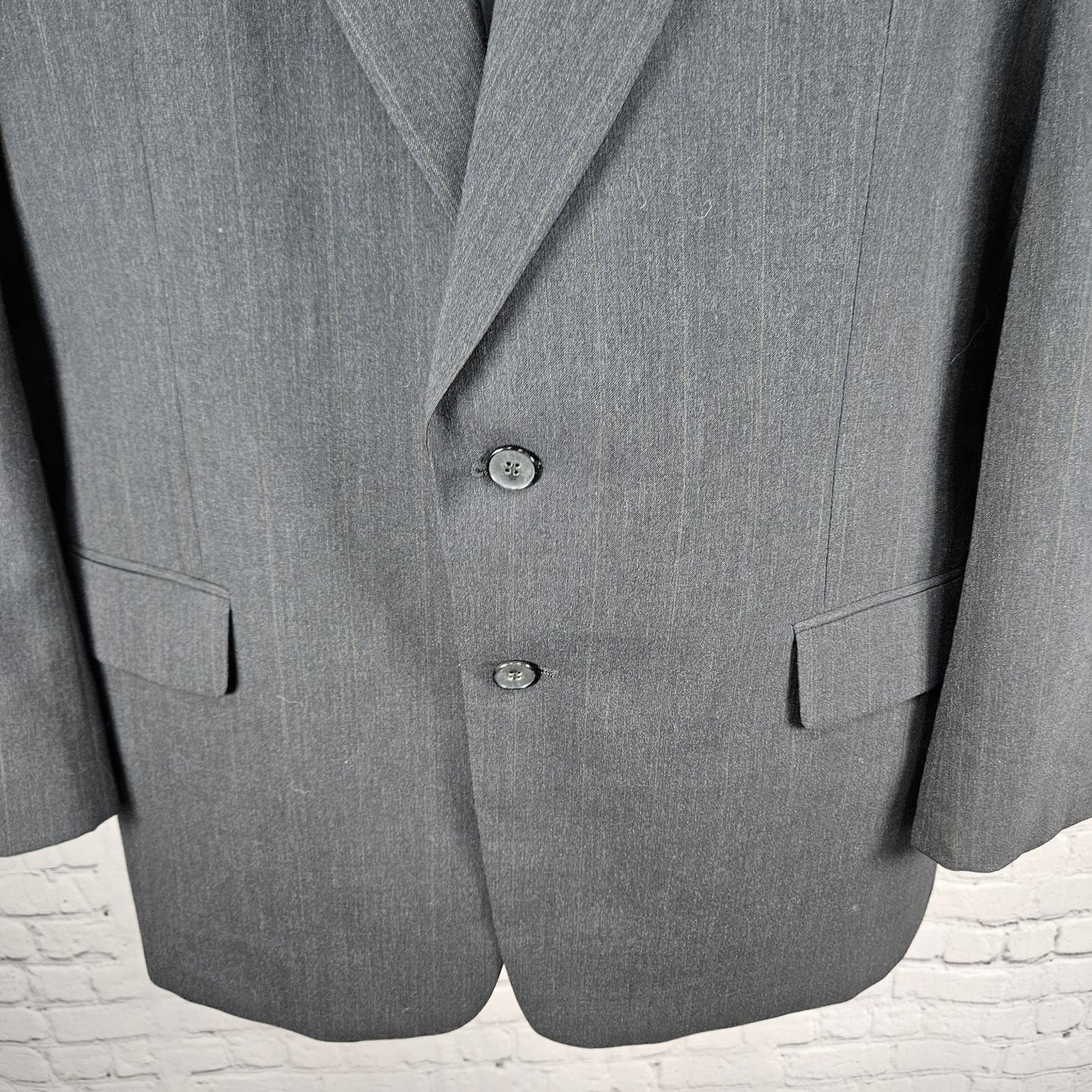 Calvin Klein Grey 100% Wool 2 Button Ventless Notch Blazer Sport Coat USA 44L
