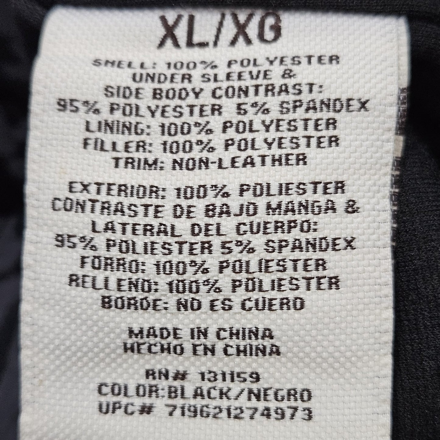 Sebby Collection Black Quilted Belted Stretch Knit Sides Insulated Jacket XL